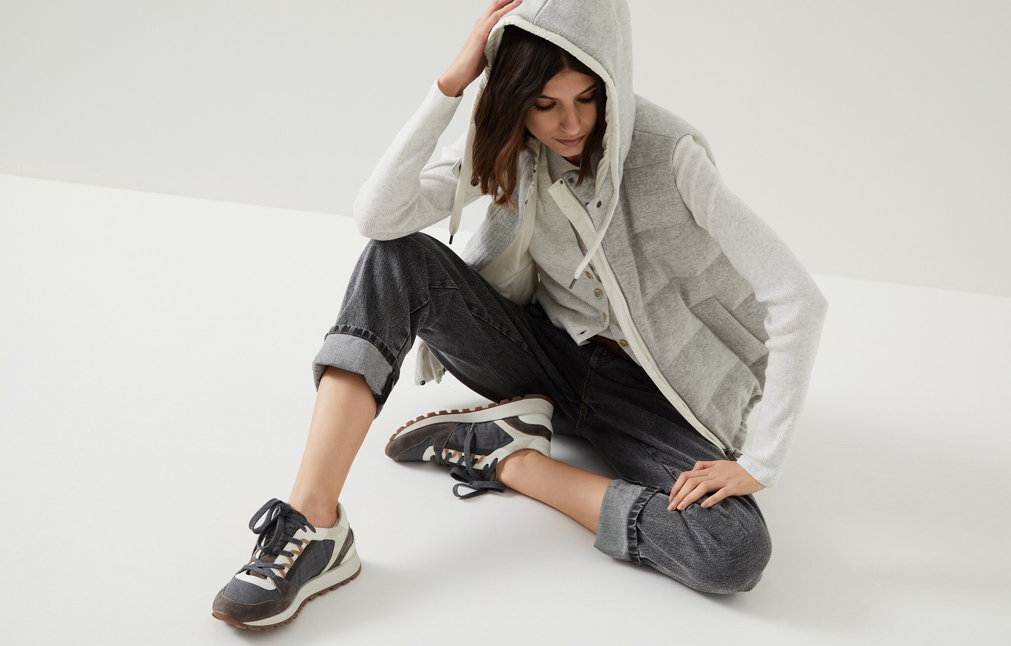 Skater trousers Grey Denim Woman - Brunello Cucinelli