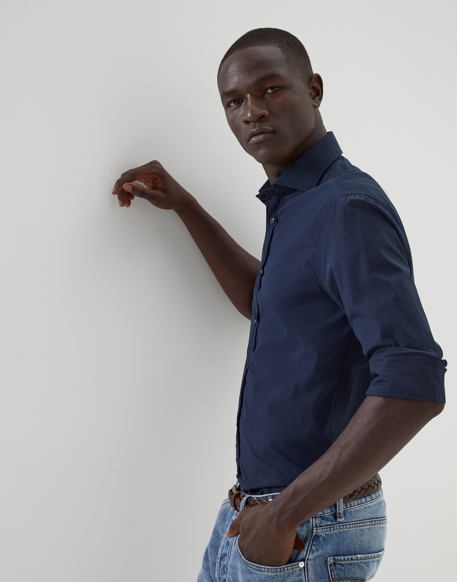 Chemise coupe slim Bleu Marine Homme - Brunello Cucinelli