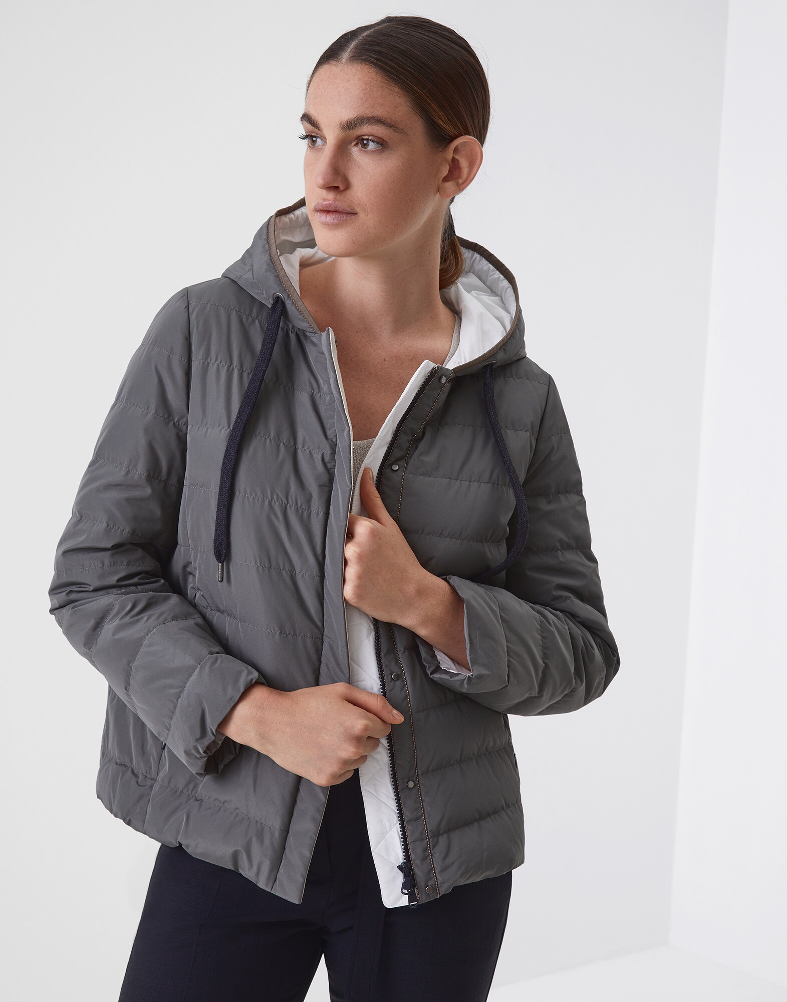 Down Jacket Olive Woman 0 - Brunello Cucinelli
