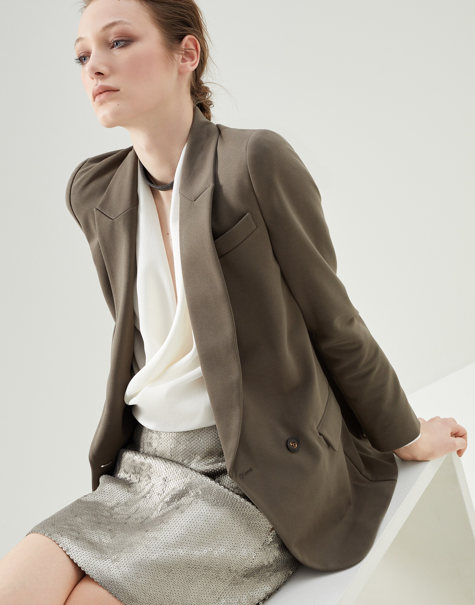 Blazer with monili Military Woman - Brunello Cucinelli