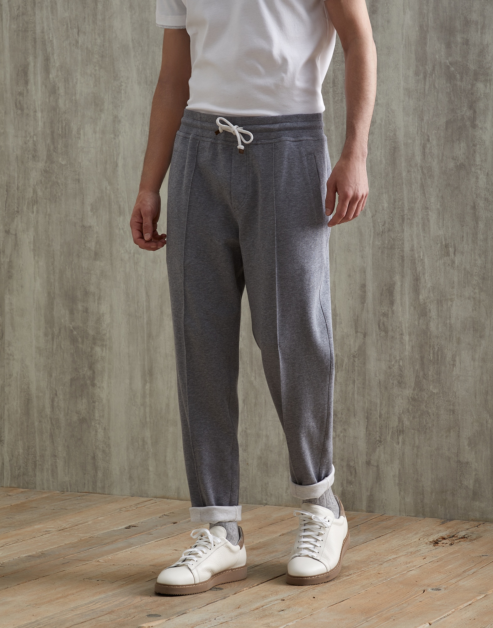 Trousers with crête Medium Grey Man - Brunello Cucinelli
