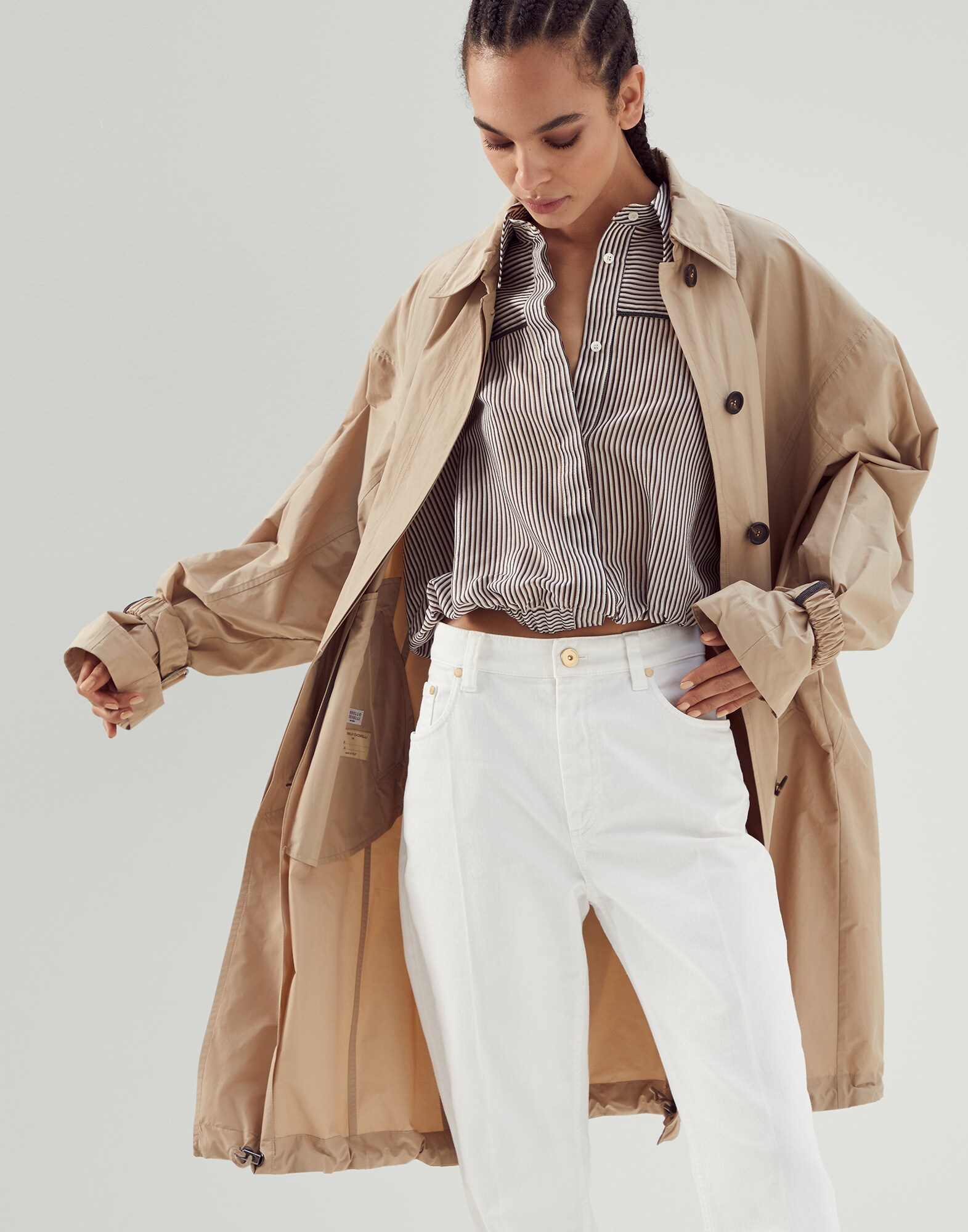 Taffeta outerwear Hazelnut Woman - Brunello Cucinelli