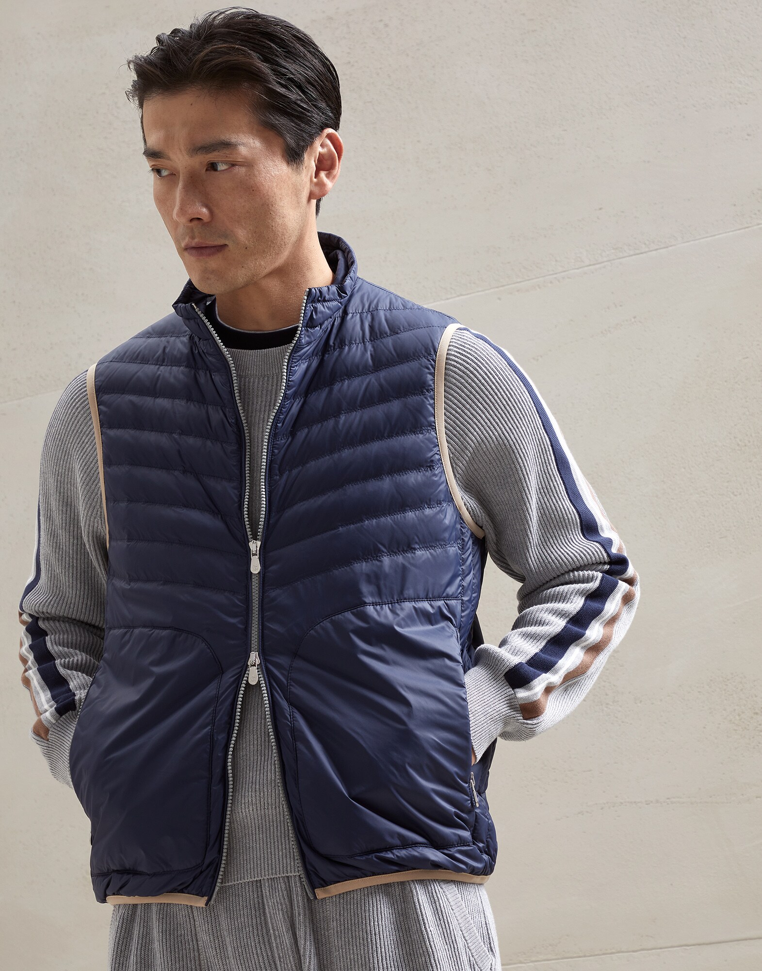 Daunenweste aus Nylon Blau Herren - Brunello Cucinelli