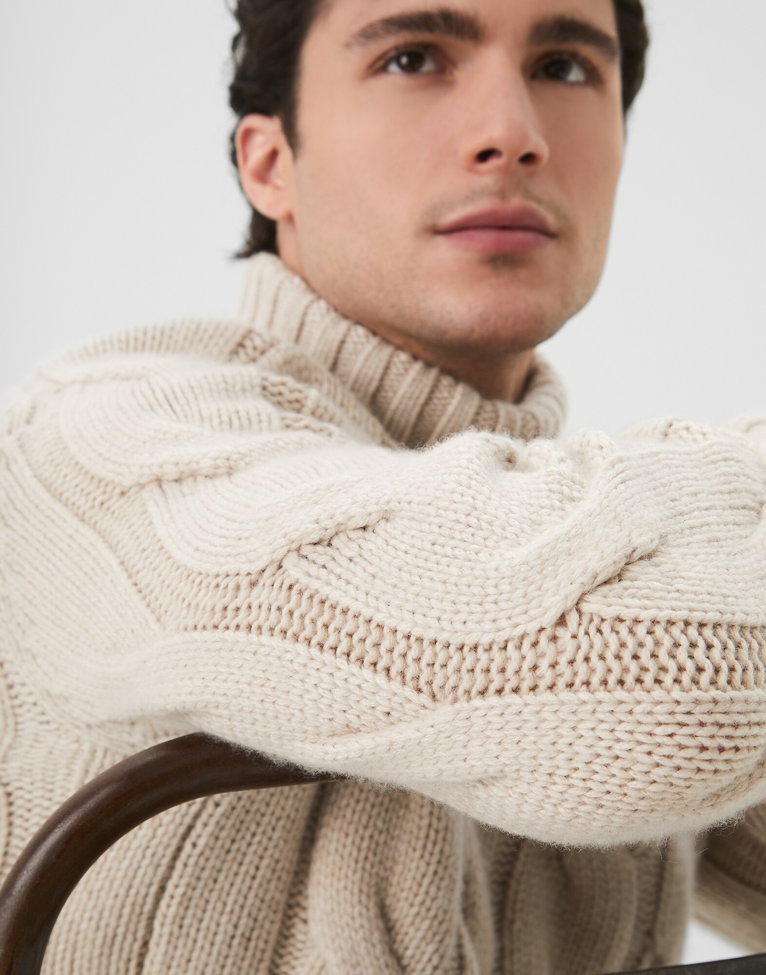 Pull Col Haut Sable Homme 2 - Brunello Cucinelli