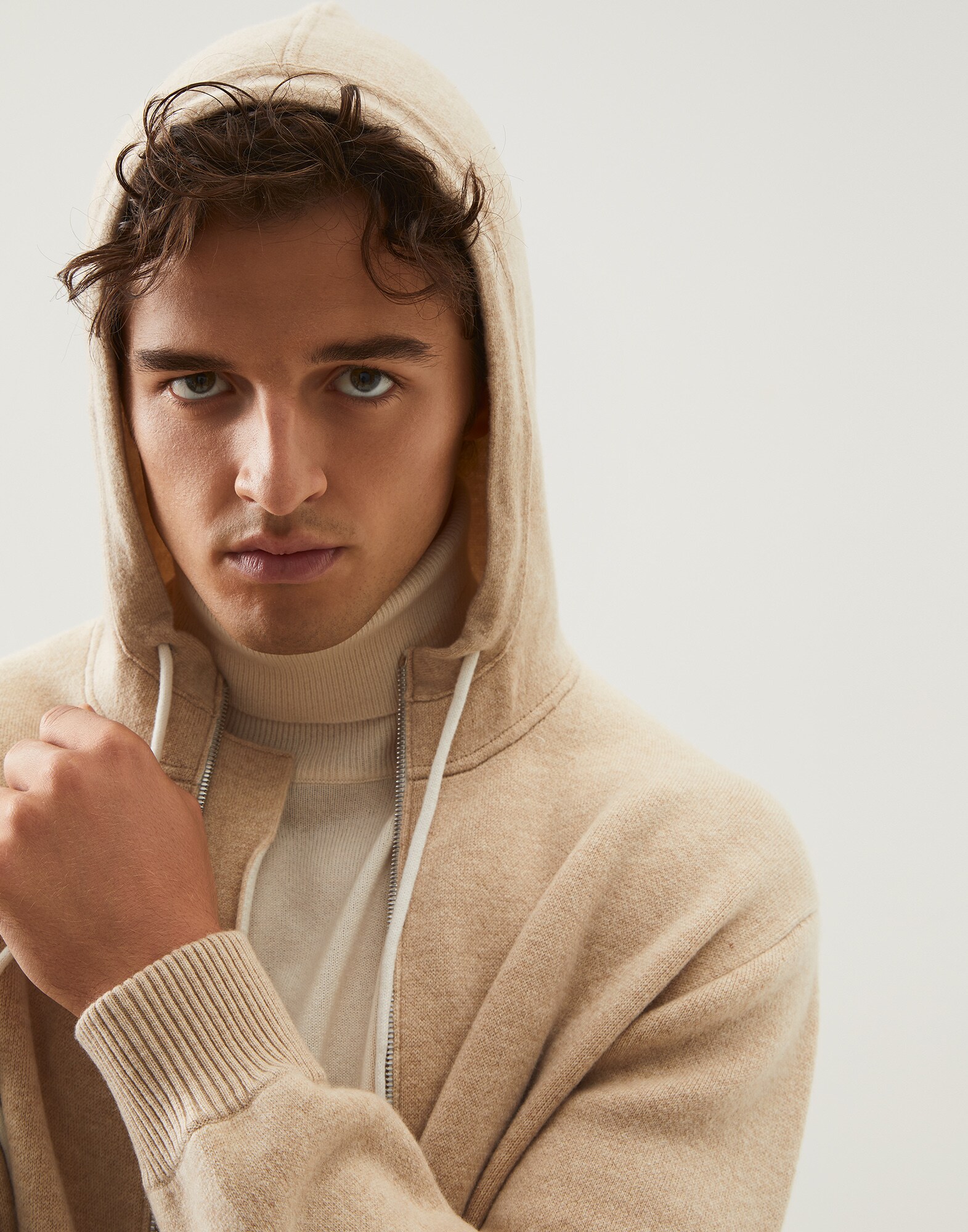 Zip-front Cardigan Beige Man 3 - Brunello Cucinelli