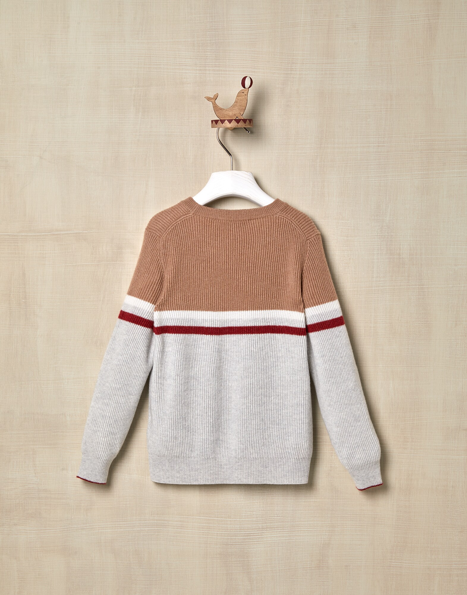 Pullover mit Rundhalsausschnitt Nebel Jungen 1 - Brunello Cucinelli