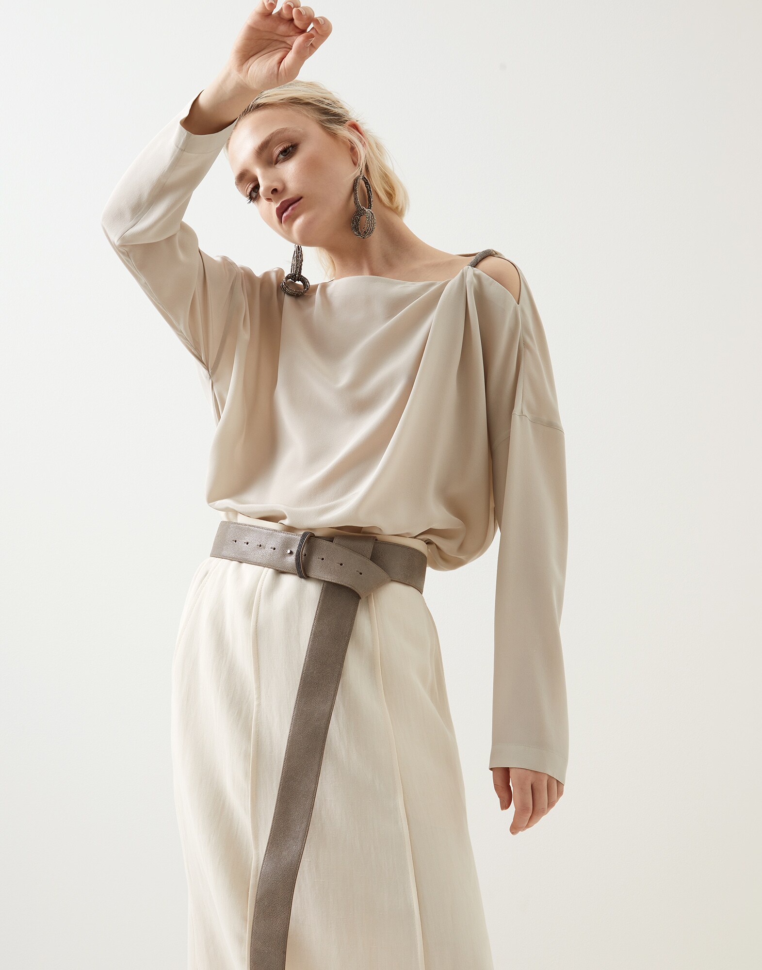 Tee-shirt en soie Sable Femme - Brunello Cucinelli