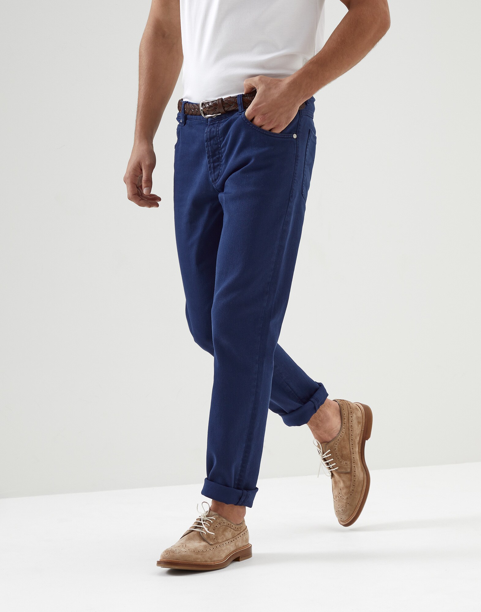 Five-Pocket-Hose Slim Fit Blau Herren - Brunello Cucinelli