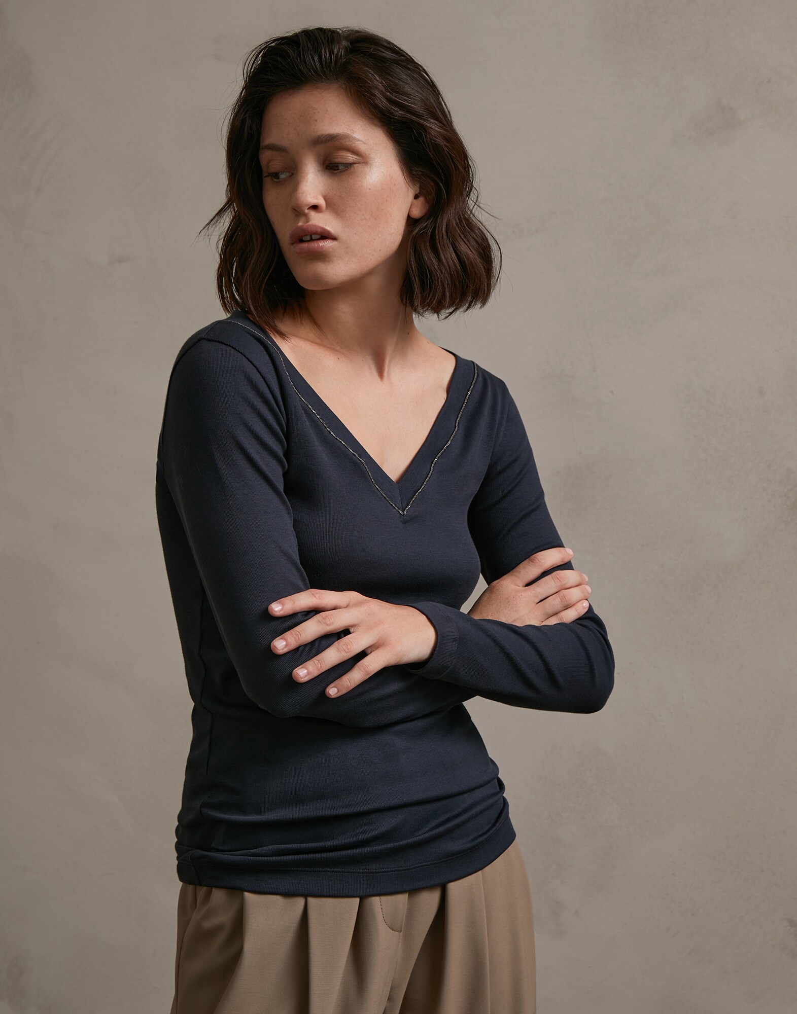 Jersey T-shirt Blue Woman - Brunello Cucinelli
