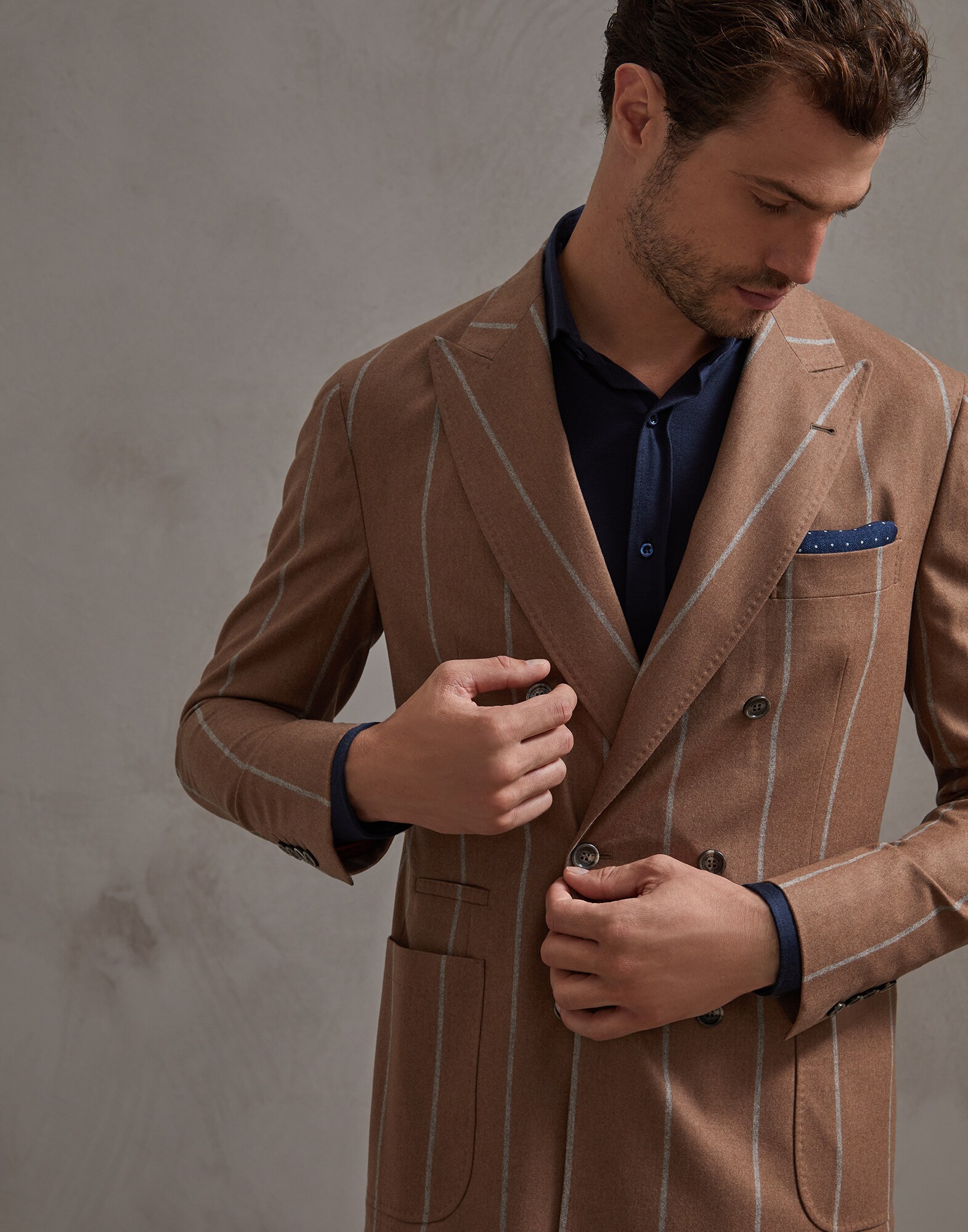 One-and-a-Half-Breasted Blazer Crumble Man 2 - Brunello Cucinelli