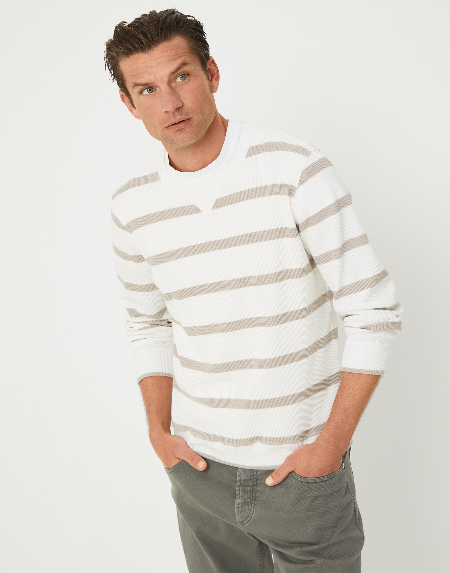 French terry sweatshirt Light Brown Man - Brunello Cucinelli