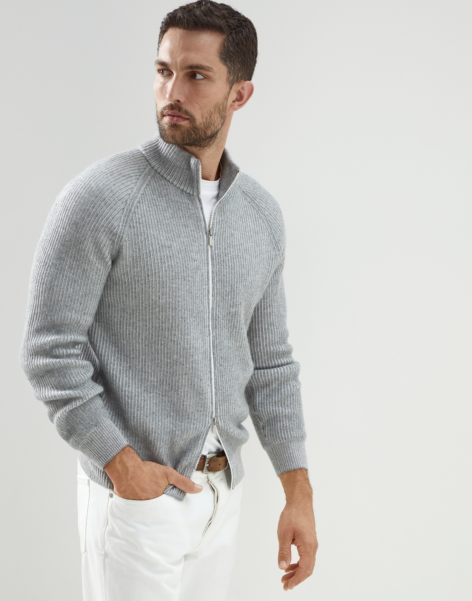 Brunello Cucinelli Cotton Sweater Vest in White for Men Mens Sweaters and knitwear Brunello Cucinelli Sweaters and knitwear 