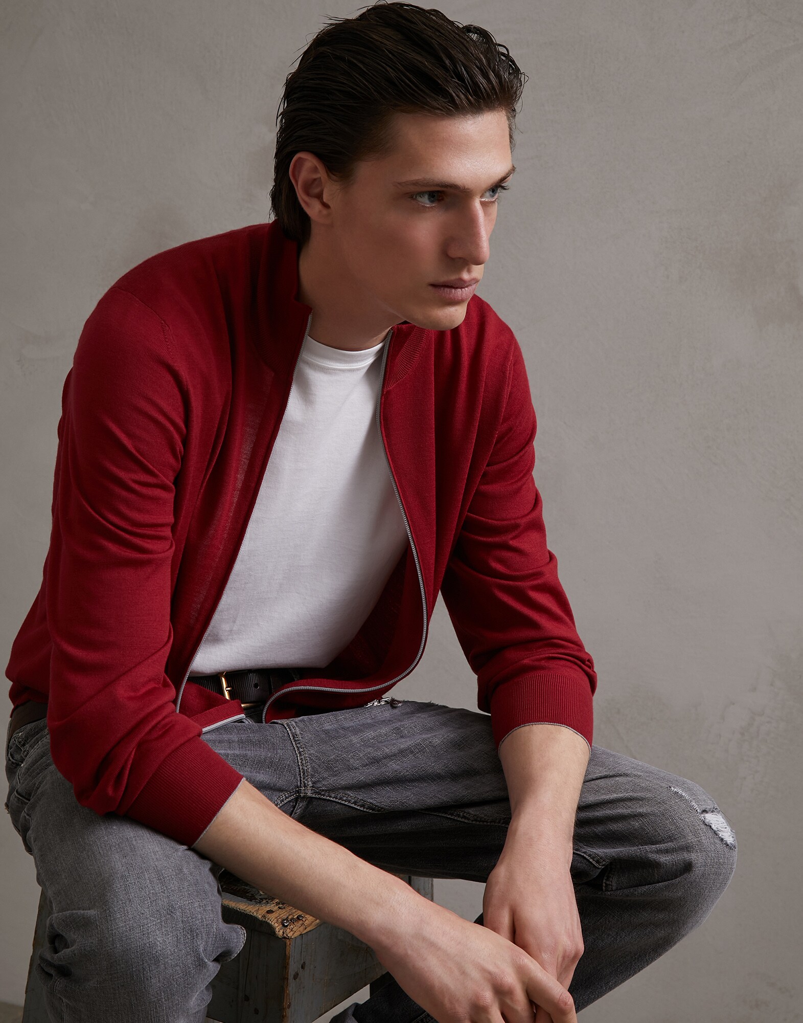 Zip-front Cardigan Tomato Man 4 - Brunello Cucinelli