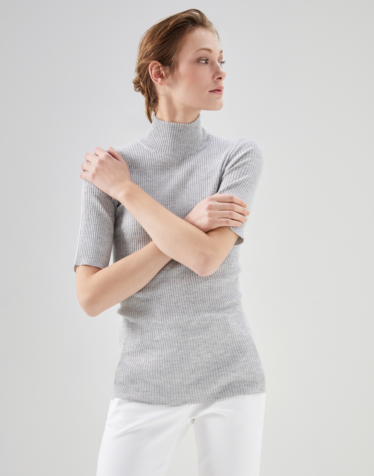 Pullover in Rippenstrick Kiesel Damen - Brunello Cucinelli
