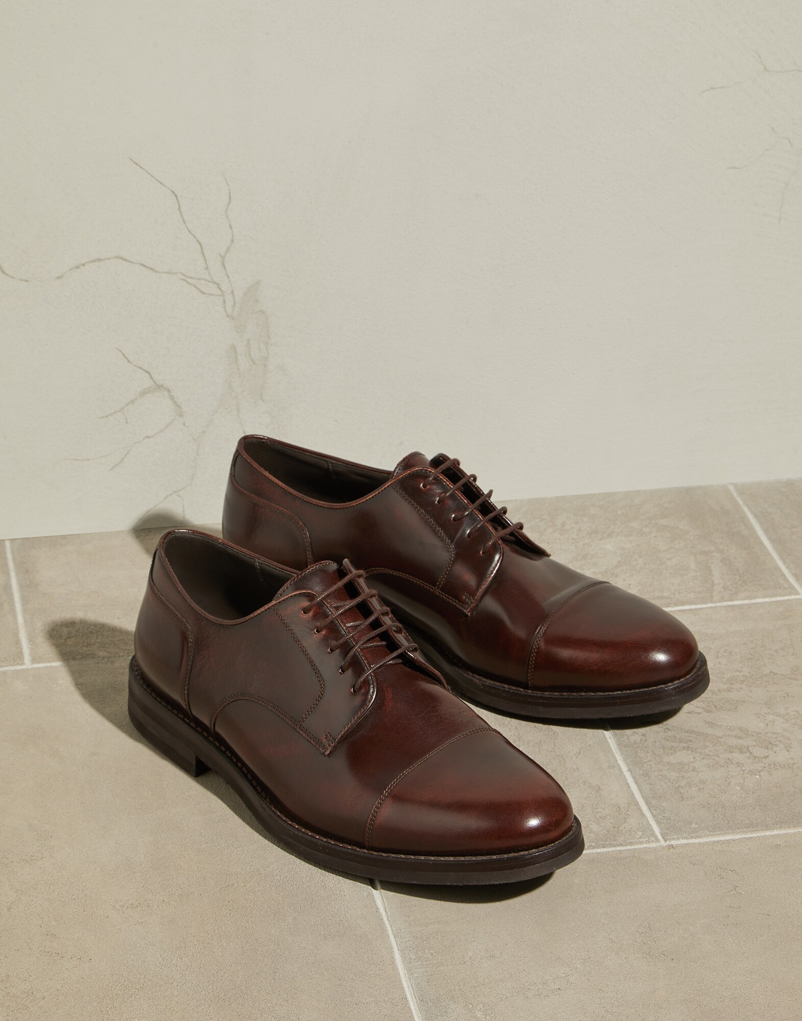 Calfskin derby Cognac Man - Brunello Cucinelli