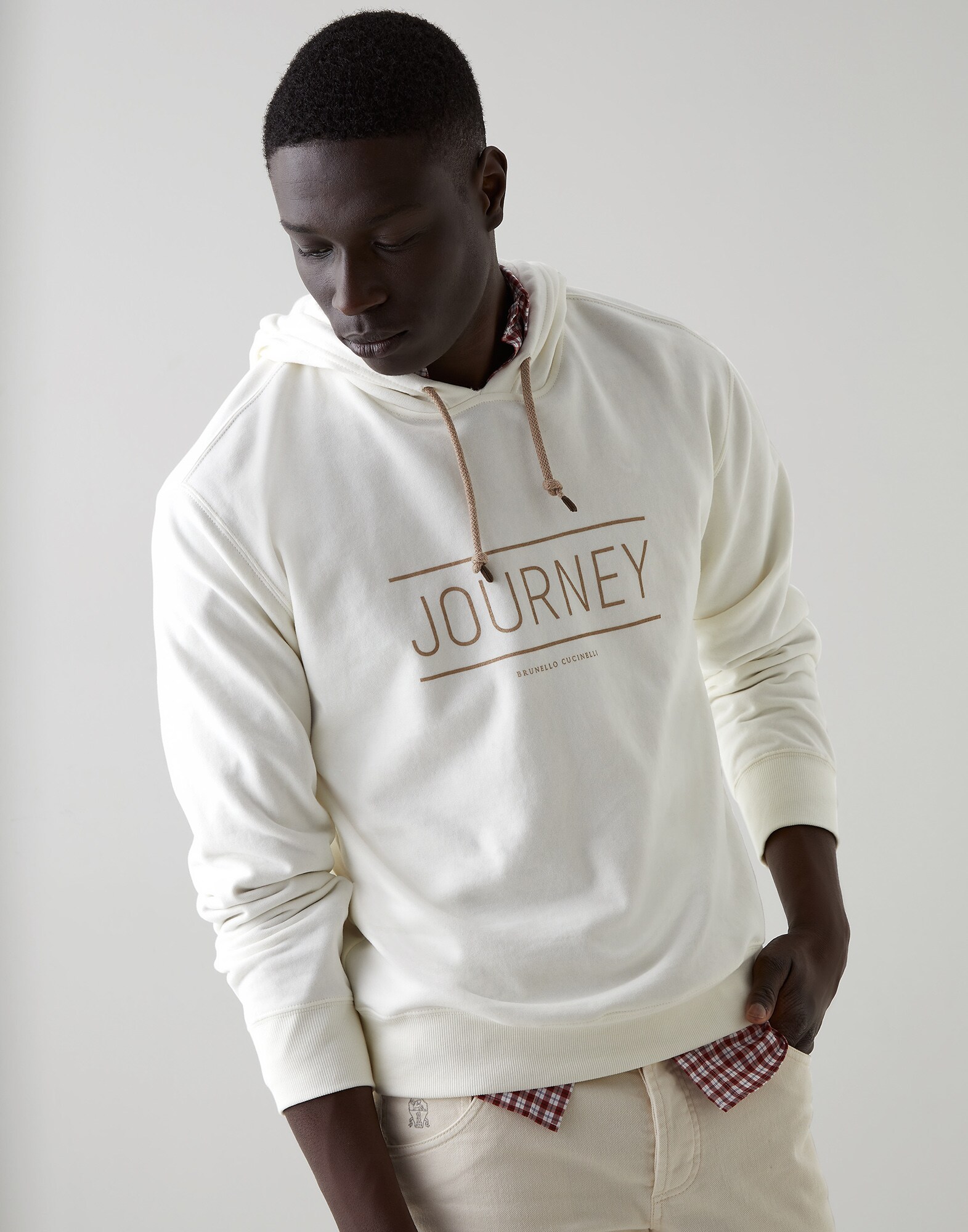 Sweat-shirt à capuche Blanc Cassé Homme - Brunello Cucinelli