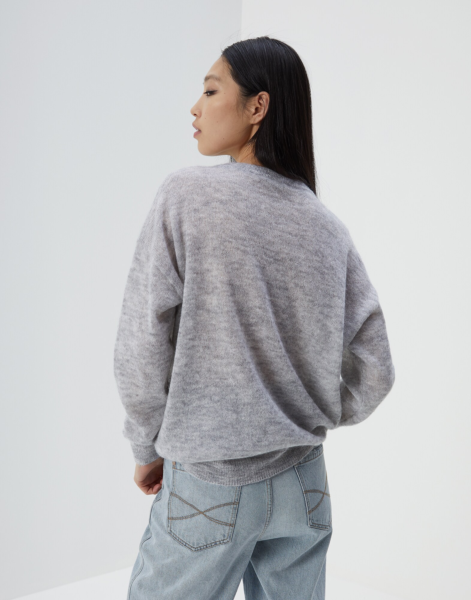 Crewneck Sweater Pebble Woman 2 - Brunello Cucinelli