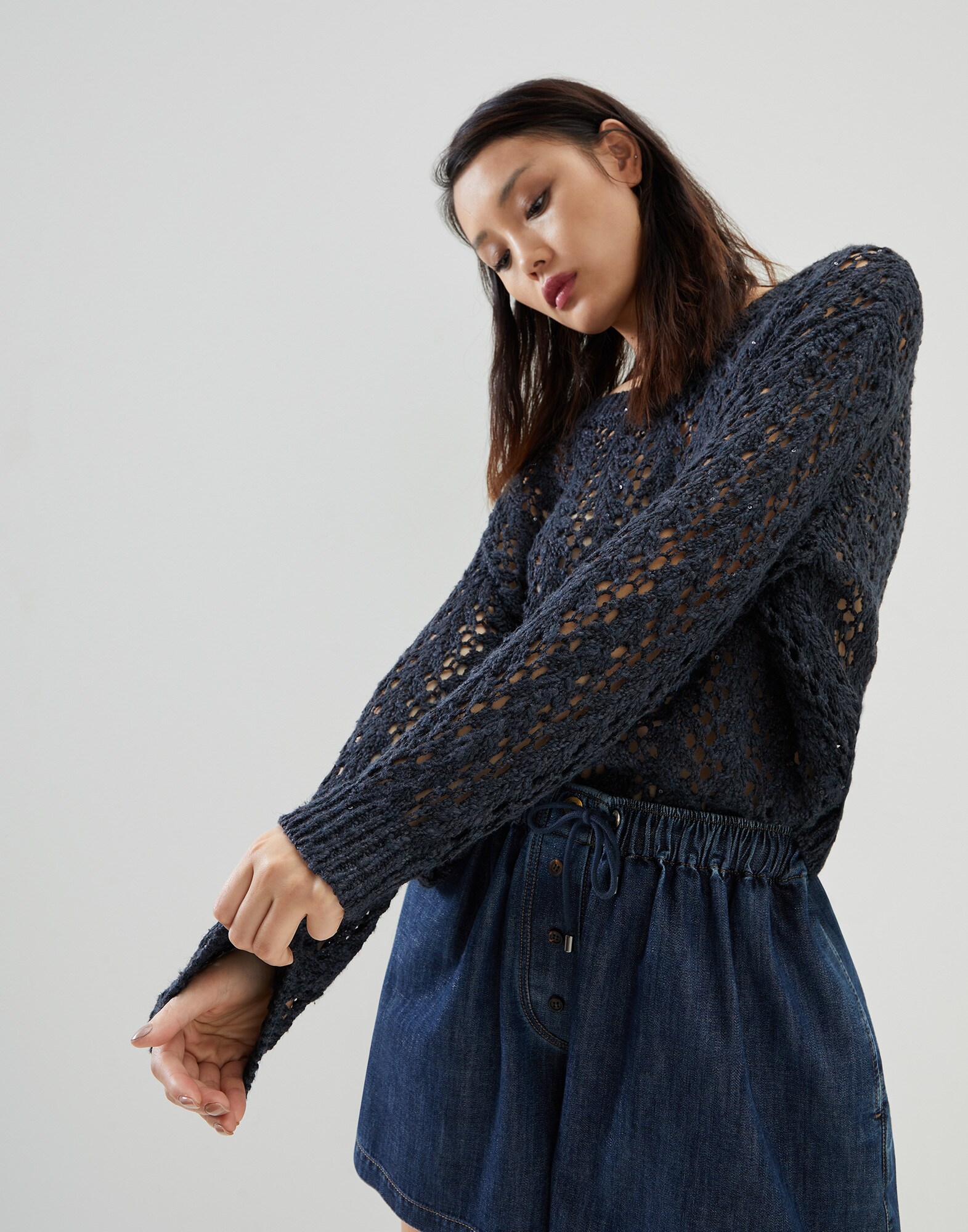 Jersey Dazzling Negro Mujer - Brunello Cucinelli