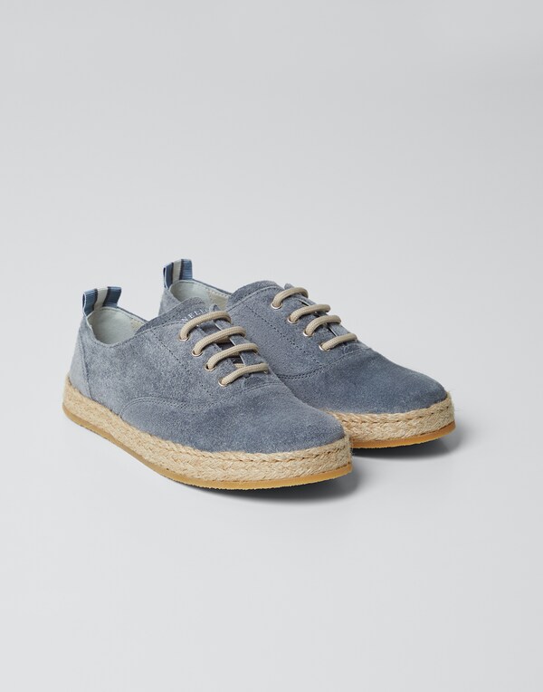 Schuhe aus Veloursleder Blau Jungen - Brunello Cucinelli