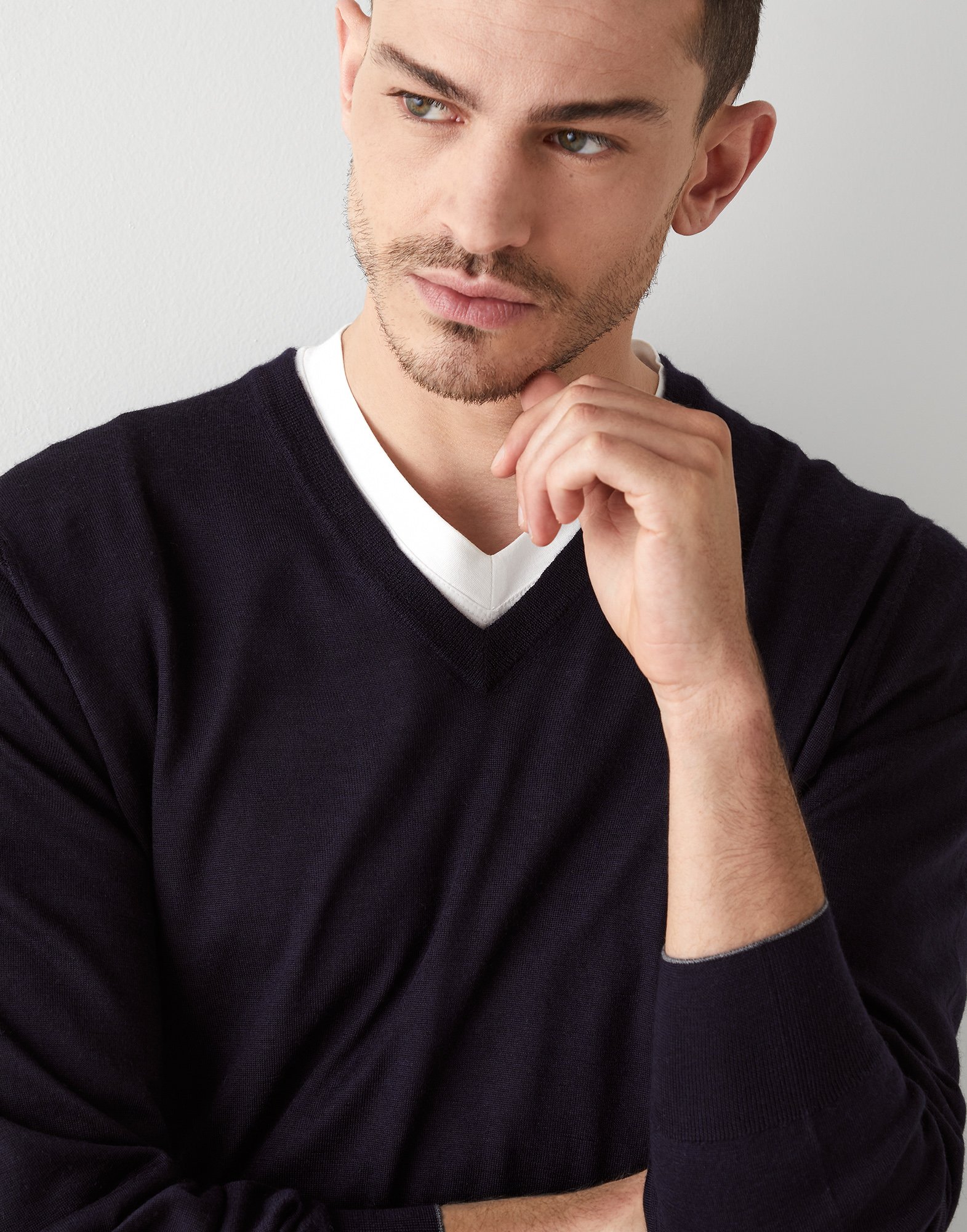 Cashmere and silk sweater Navy Blue Man - Brunello Cucinelli