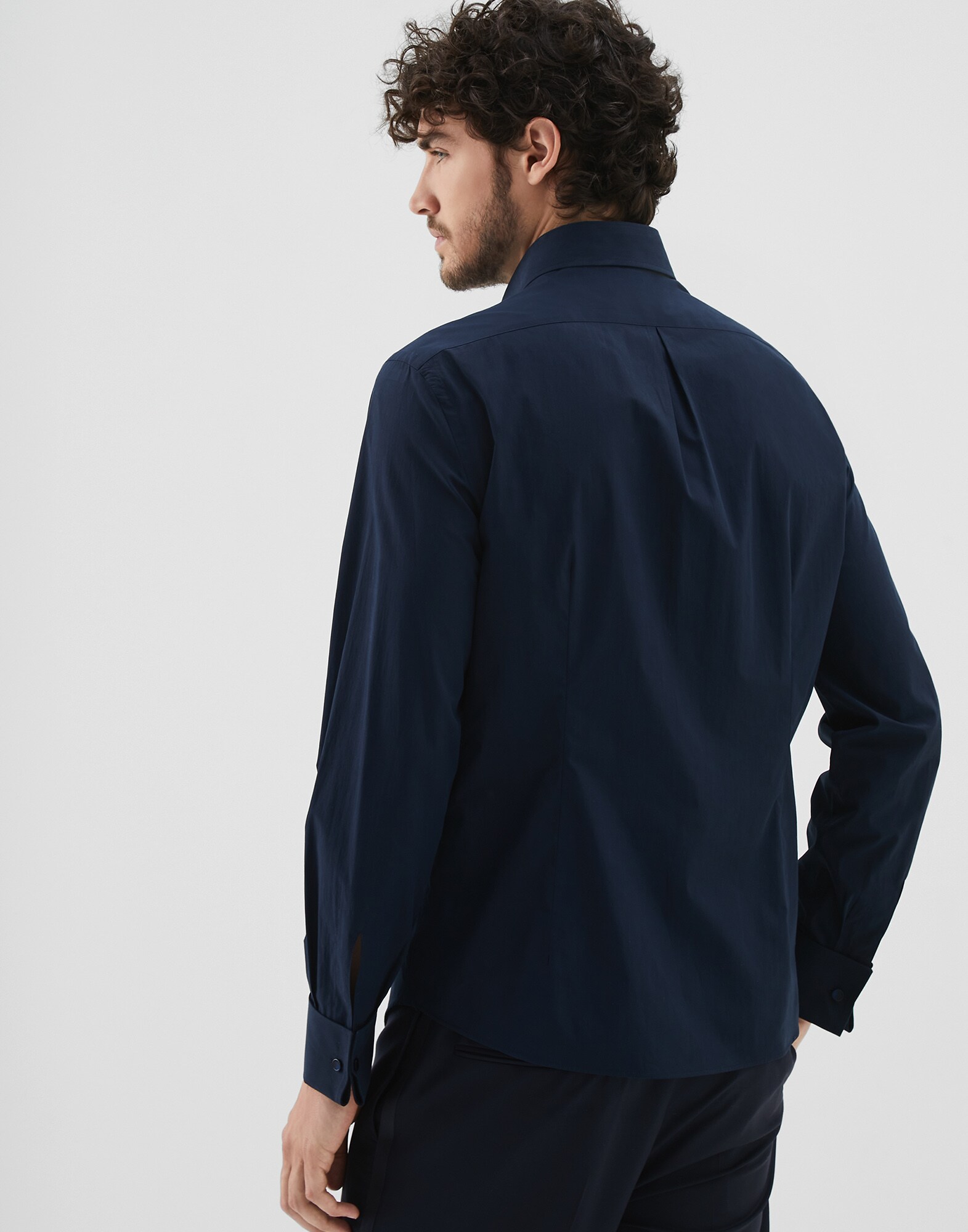 Tuxedo Shirt Navy Blue Man 2 - Brunello Cucinelli