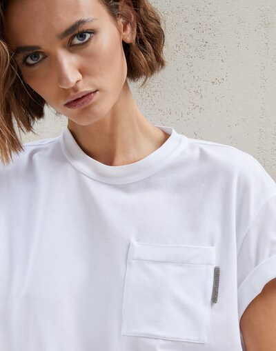 T-Shirt aus Jersey Weiß Damen - Brunello Cucinelli 