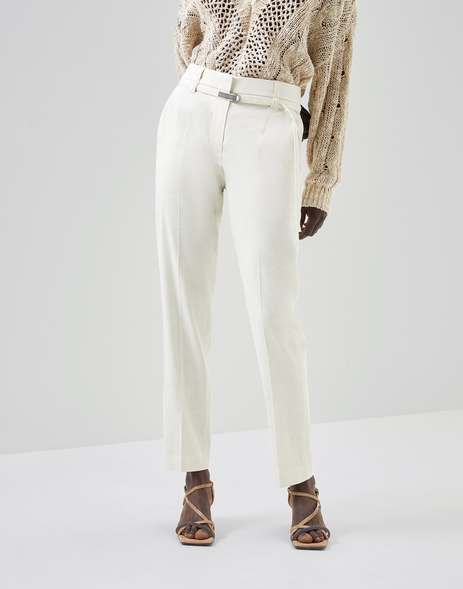 Pantalon cigarette Blanc Femme - Brunello Cucinelli