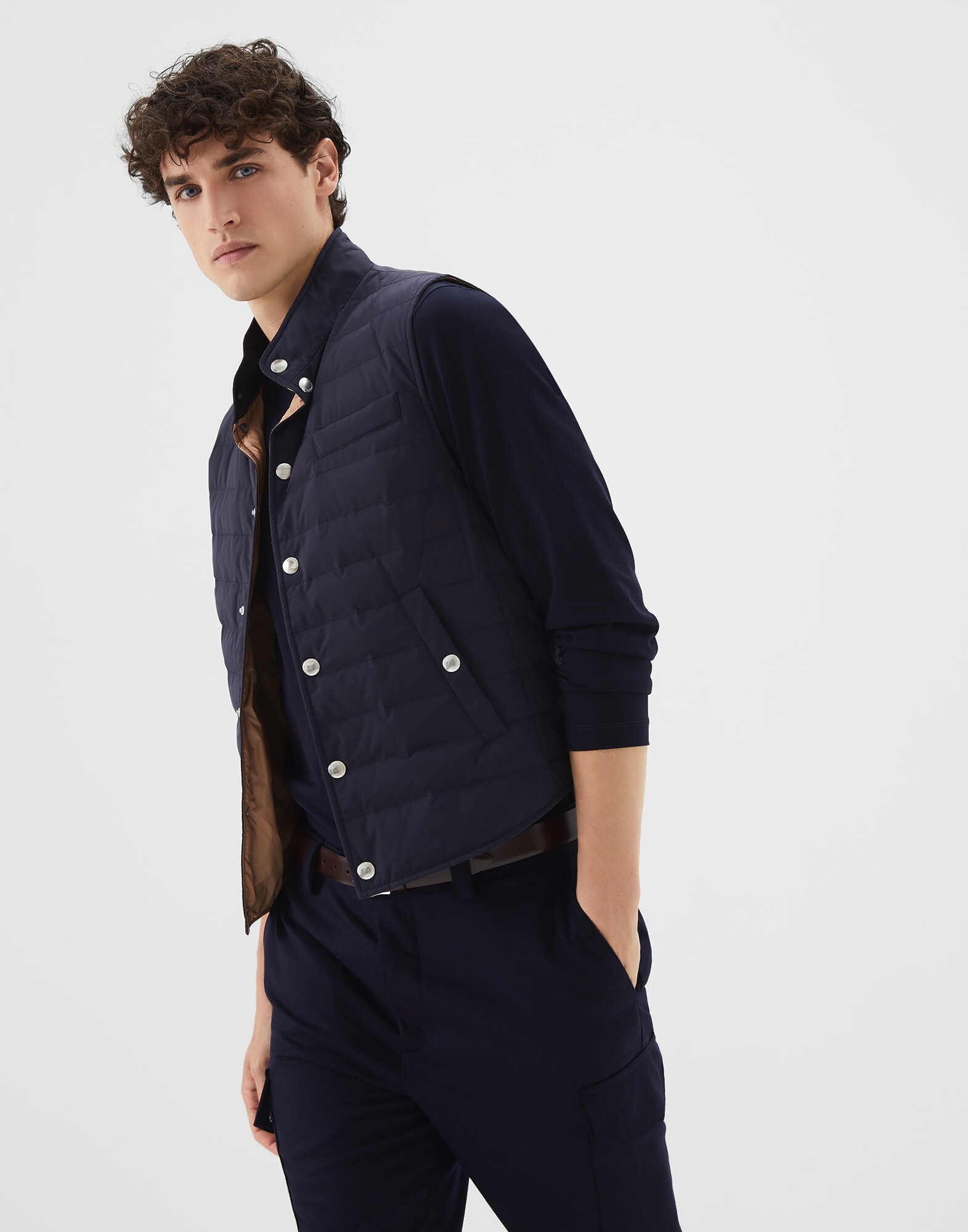 Down Sleeveless Jacket Ink Man 4 - Brunello Cucinelli