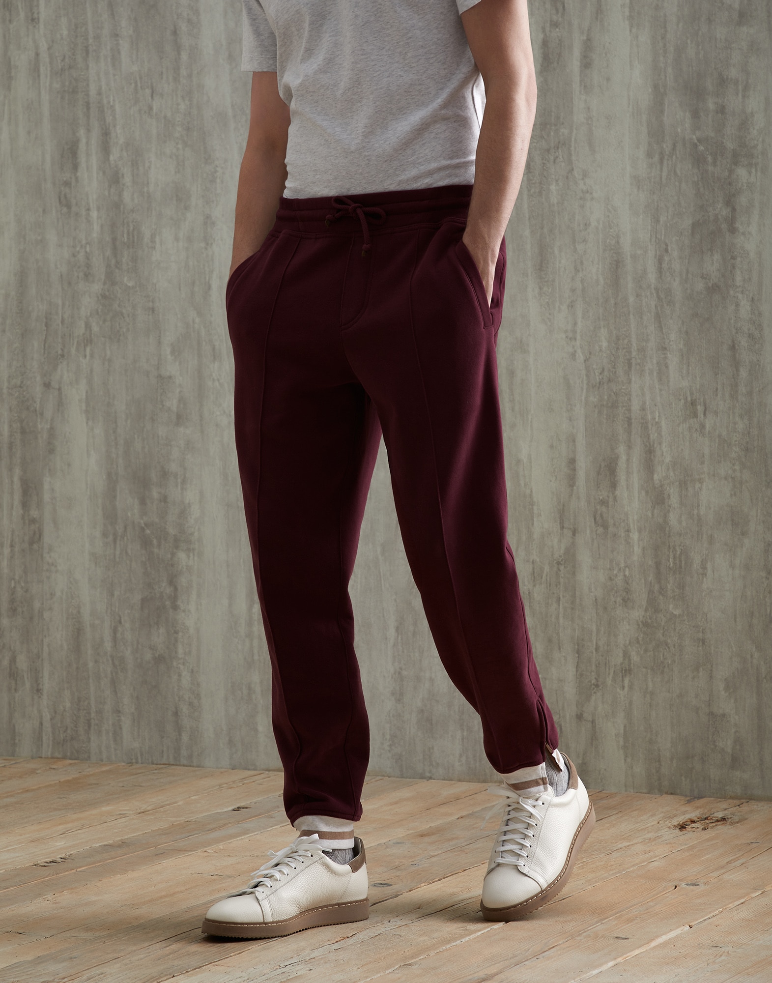Pantalon avec nervure Bordeaux Homme - Brunello Cucinelli