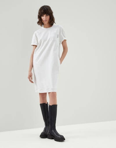 Kleid aus Sweatstoff Weiß Damen -
                        Brunello Cucinelli
                    