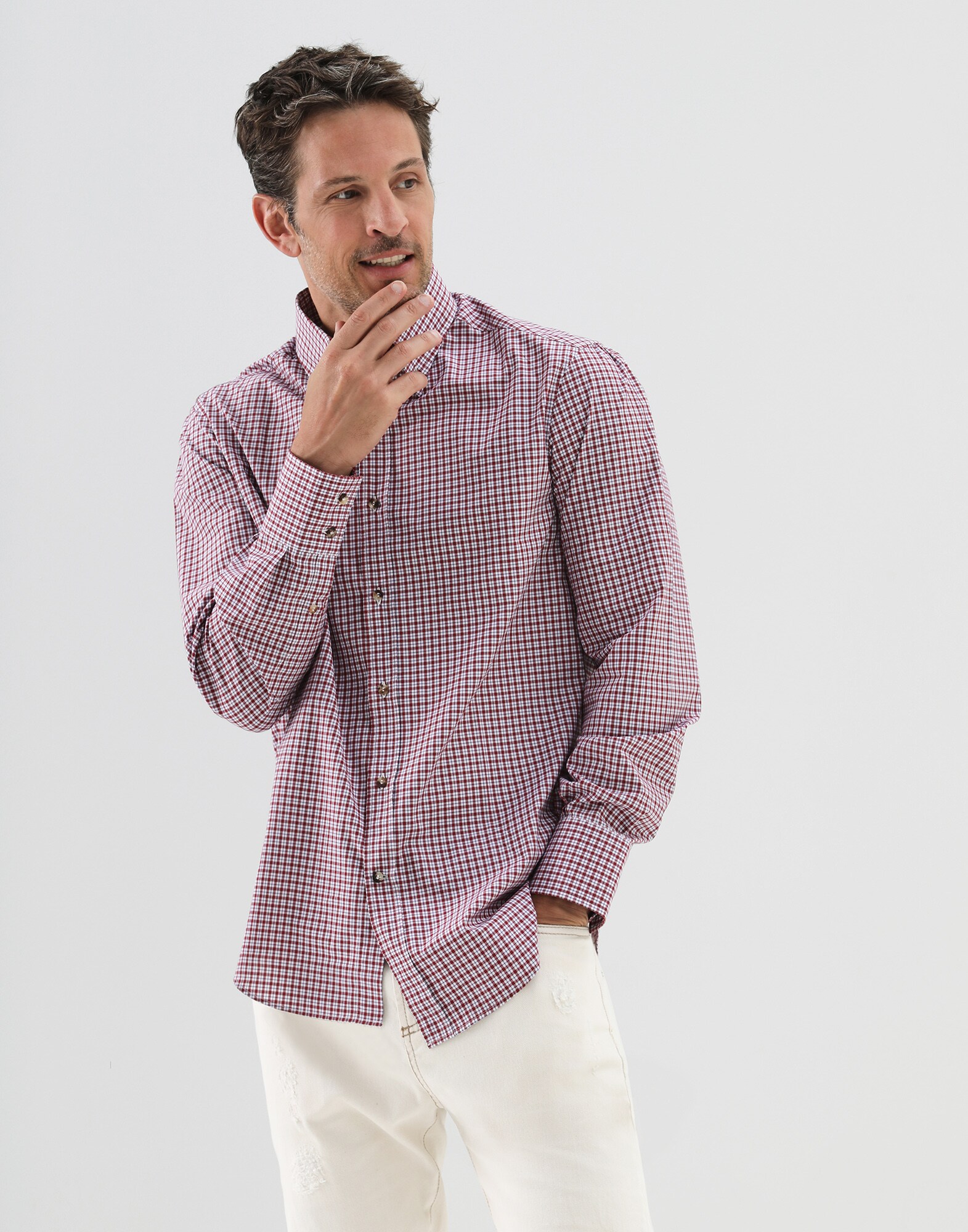 Button-Down-Hemd Bordeaux Herren 1 - Brunello Cucinelli