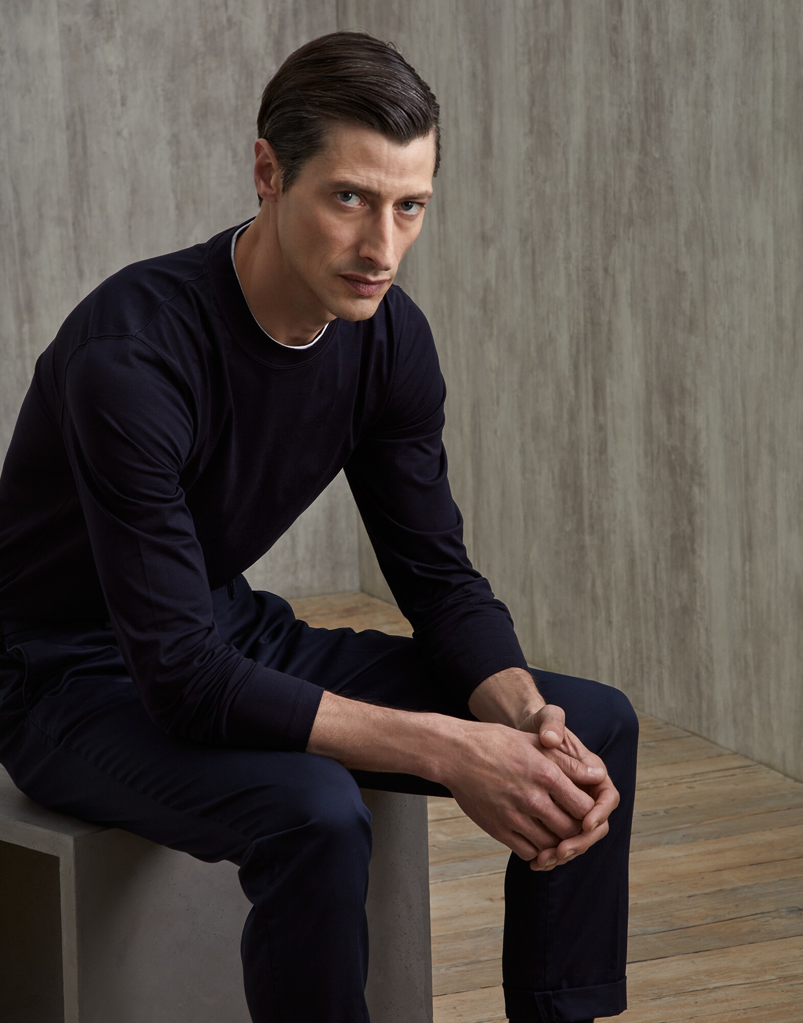 Camiseta de algodón Azul Aviación Hombre - Brunello Cucinelli
