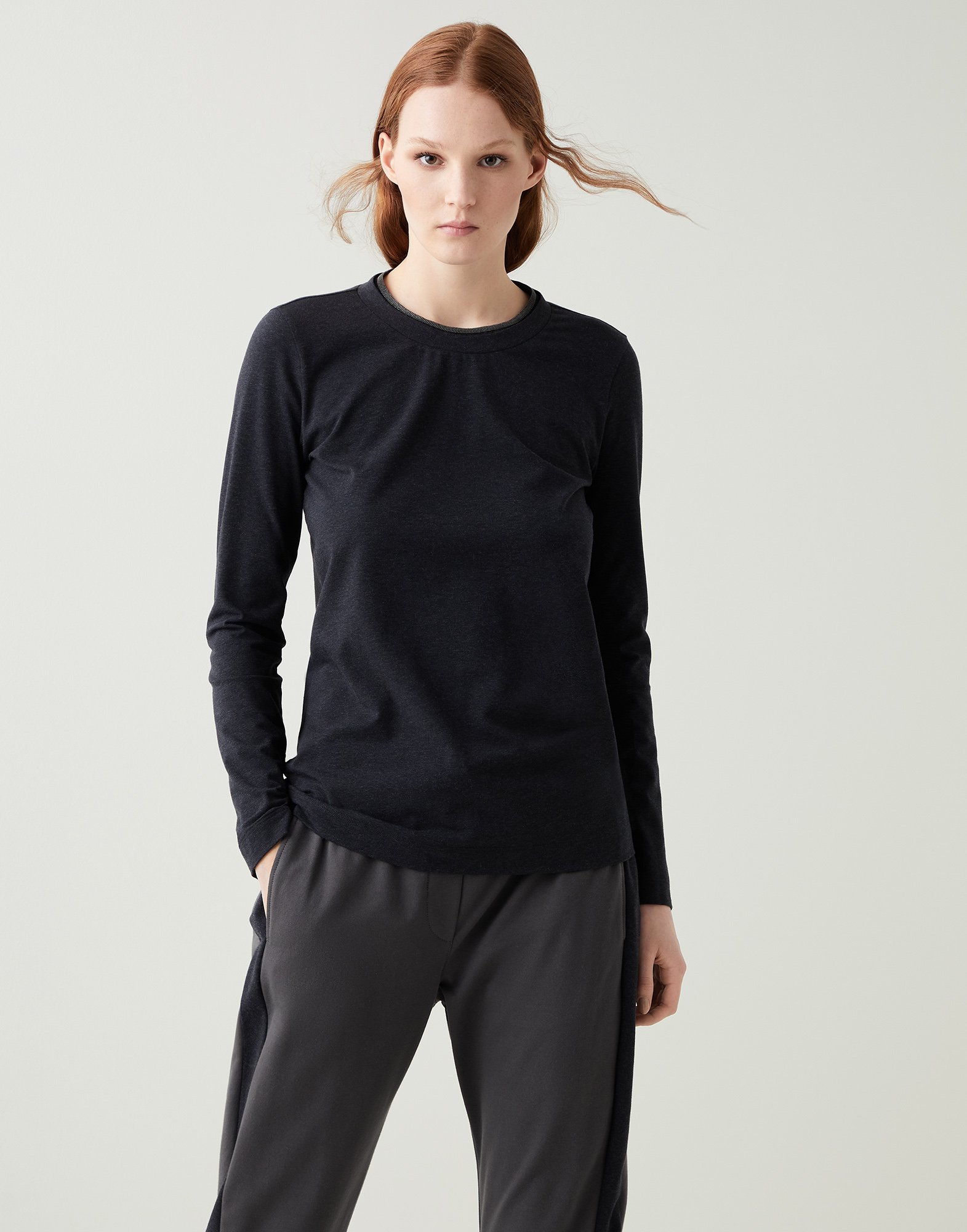 Tee-shirt en jersey Anthracite Femme - Brunello Cucinelli