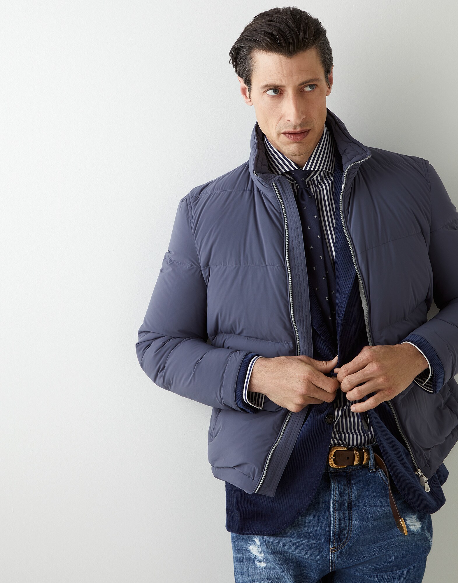 Plumífero con capucha Denim Hombre - Brunello Cucinelli