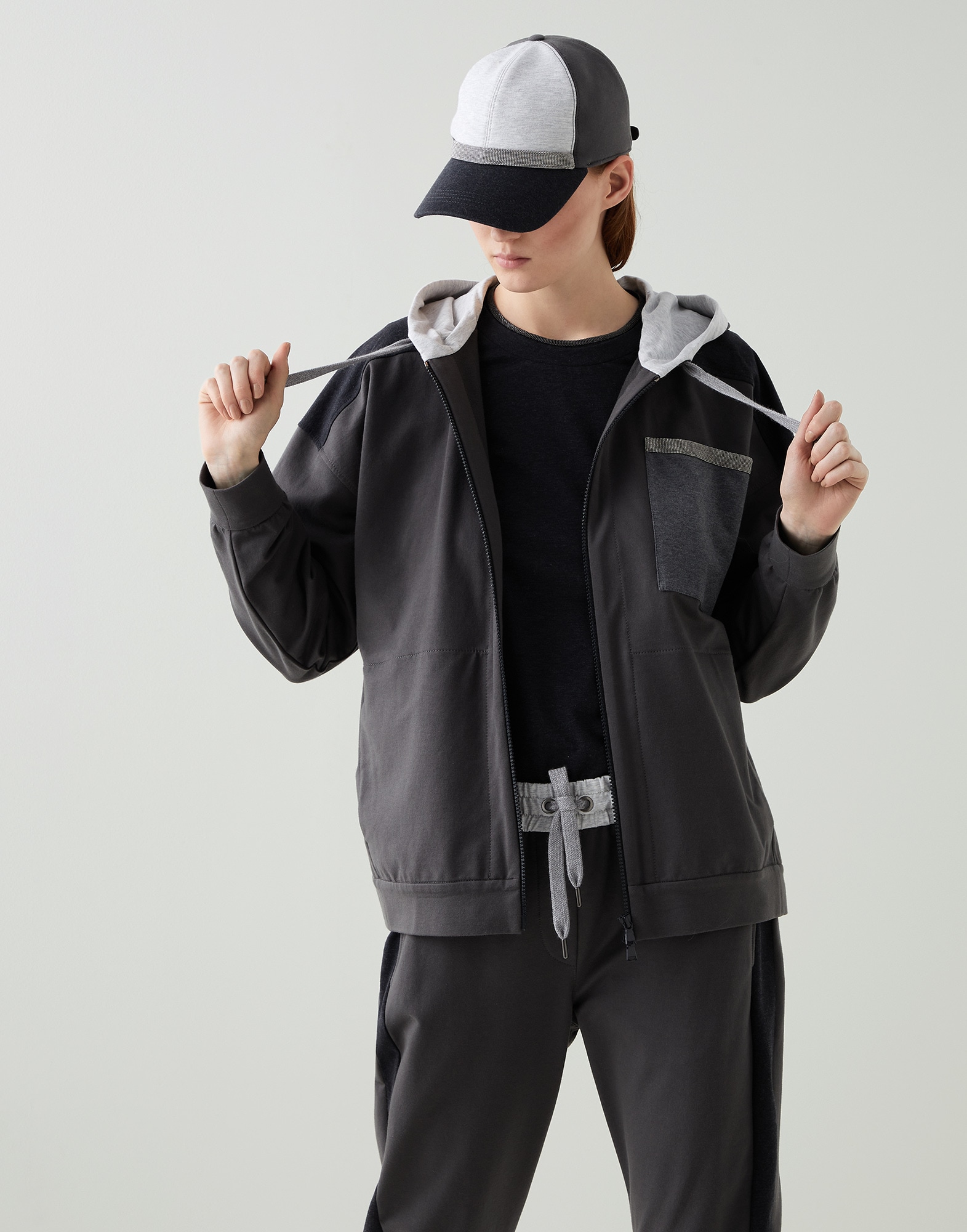 Sudadera de felpa ligera Pizarra Mujer - Brunello Cucinelli