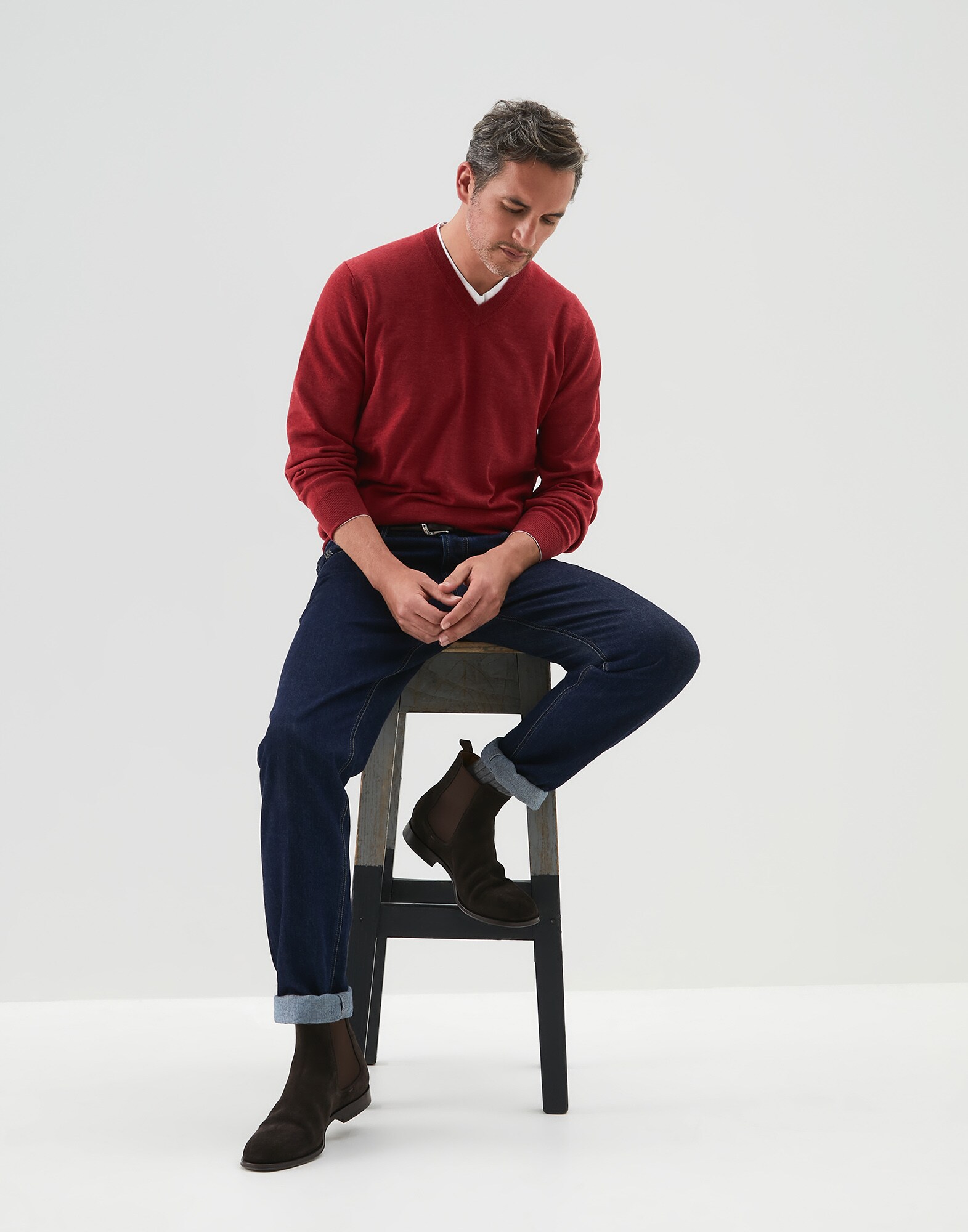 Pullover mit V-Ausschnitt Tomate Herren 4 - Brunello Cucinelli