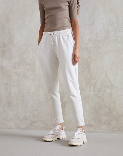Lightweight French terry trousers Lessivè Woman -
                        Brunello Cucinelli
                    