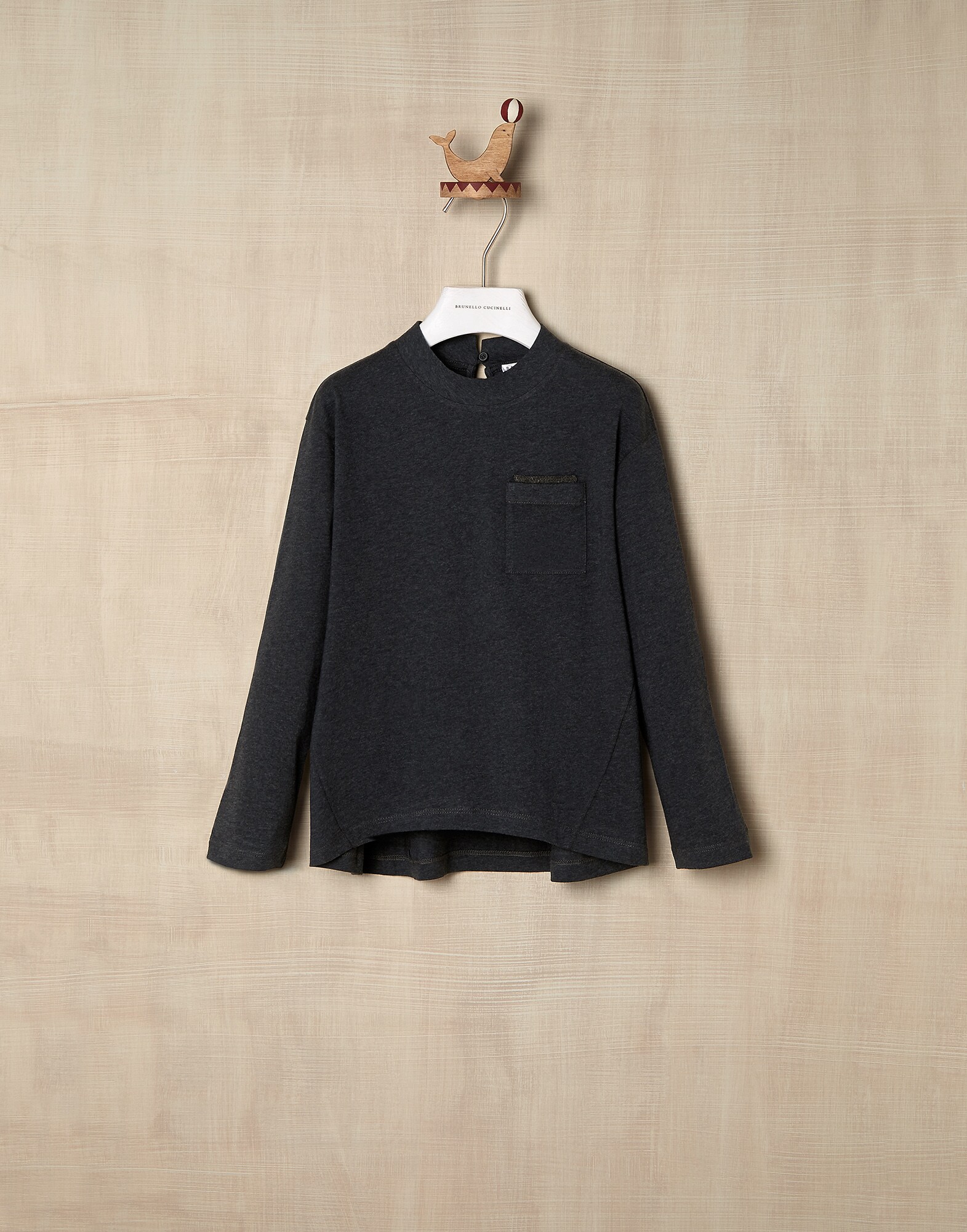 T-Shirt Anthracite Girl 0 - Brunello Cucinelli
