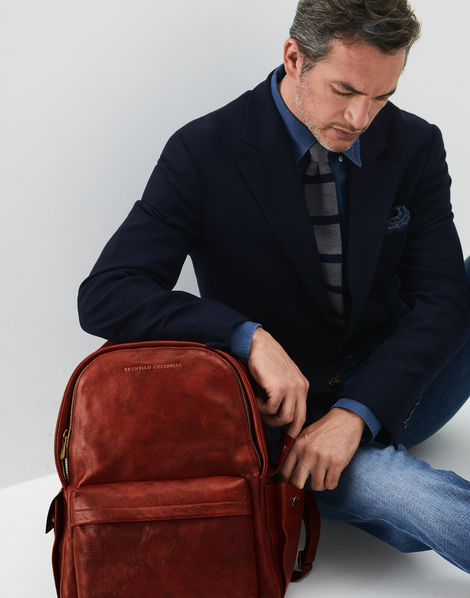Backpack Cognac Man 4 - Brunello Cucinelli