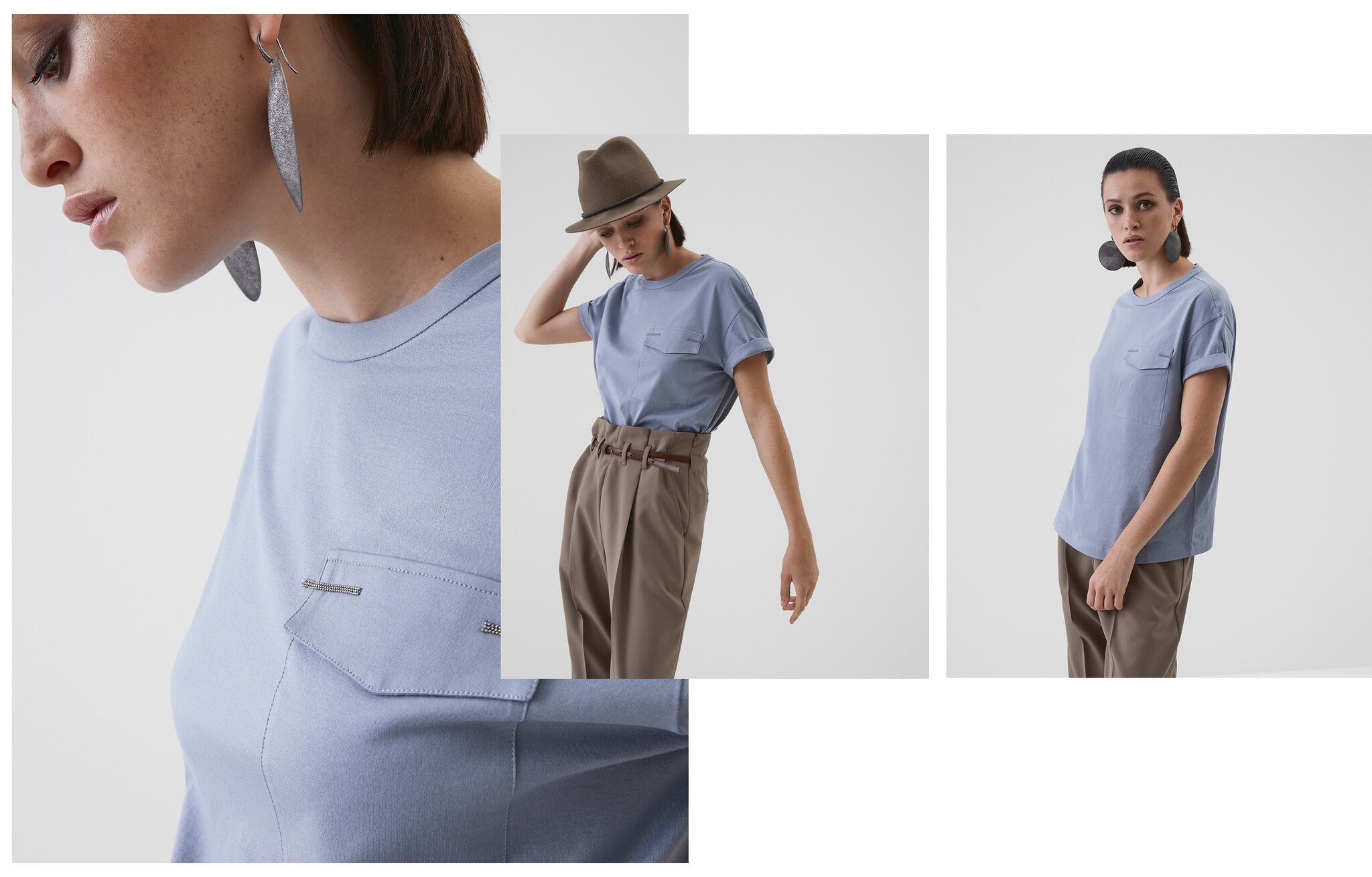 Short Sleeve T-Shirt Jersey T-shirt Indigo Woman - Brunello Cucinelli