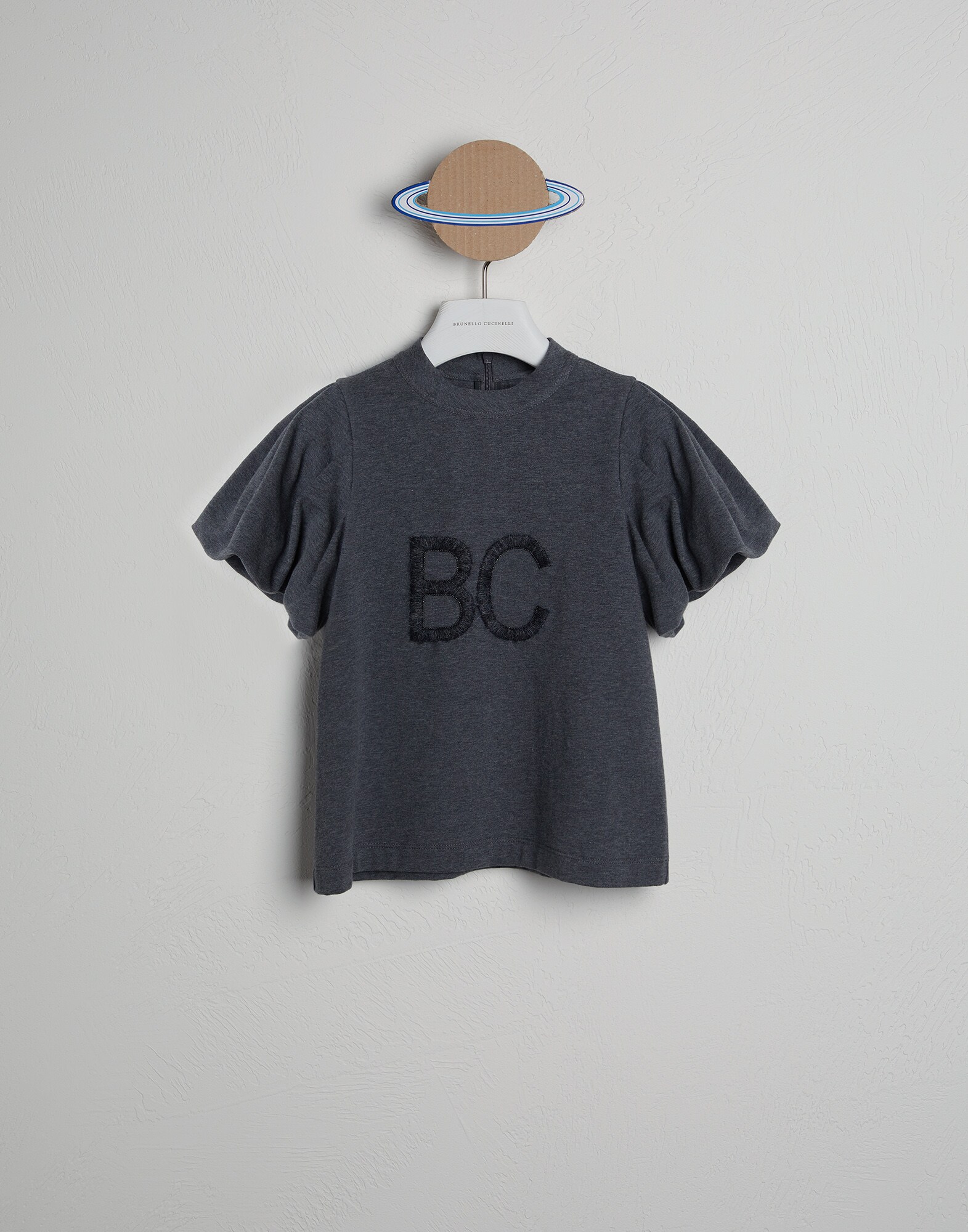T-Shirt aus Baumwolle Dunkelgrau Mädchen - Brunello Cucinelli