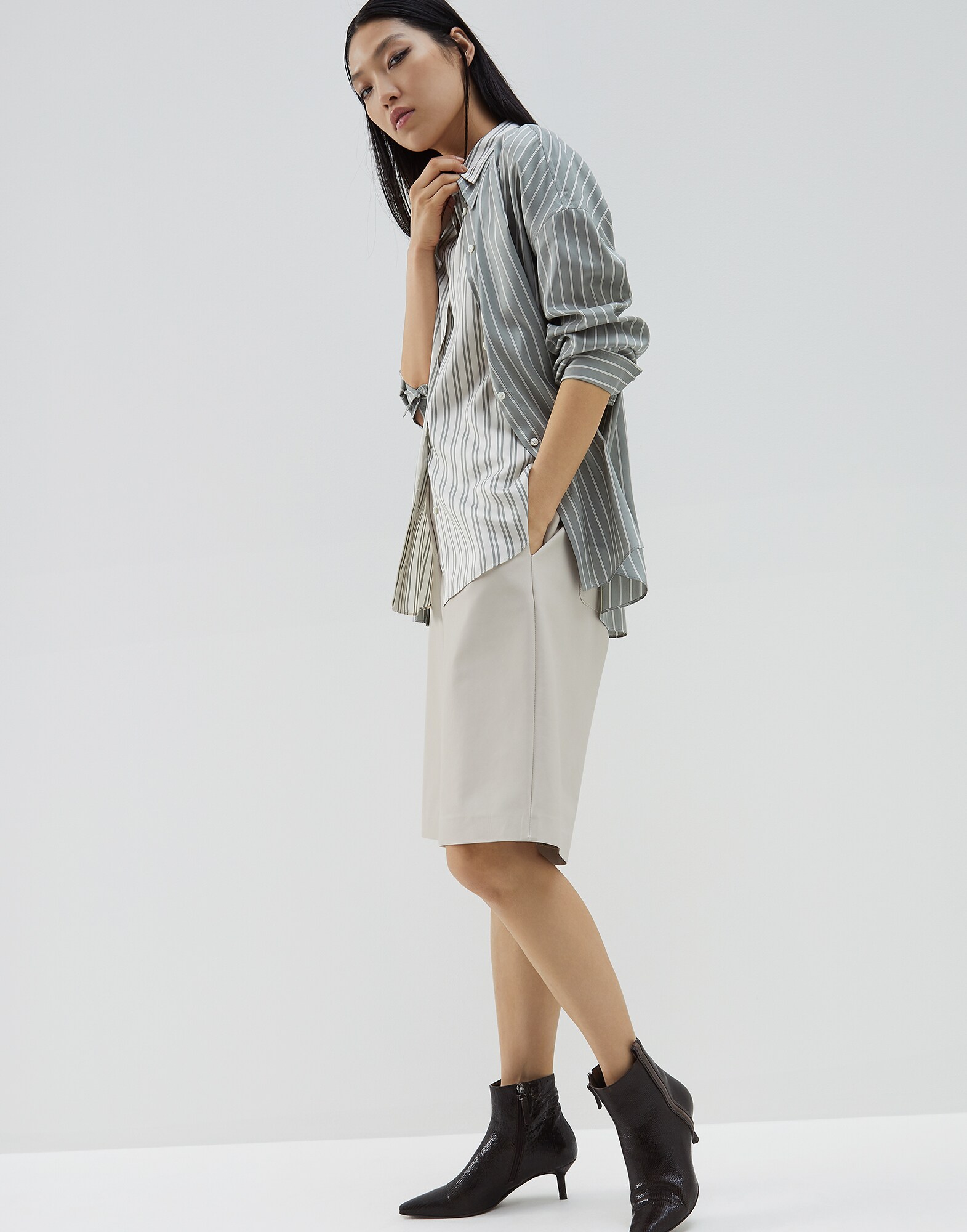 Silk Shirt Mint Green Woman 4 - Brunello Cucinelli