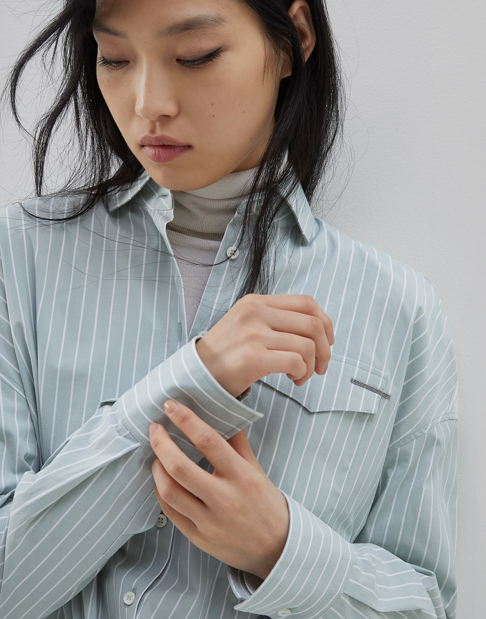 Baumwollhemd Salbei Damen 0 - Brunello Cucinelli