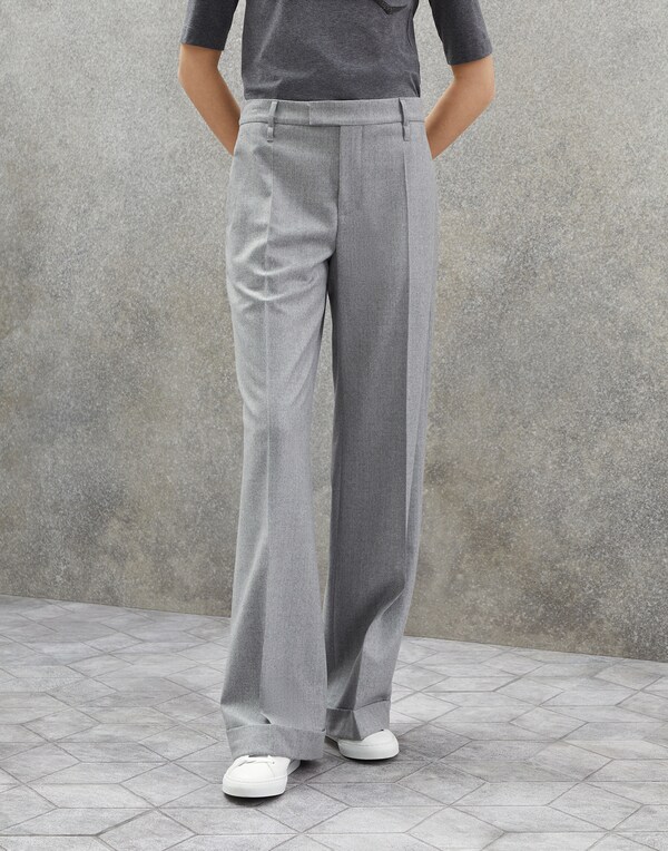 Flannel trousers Pearl Grey Woman - Brunello Cucinelli