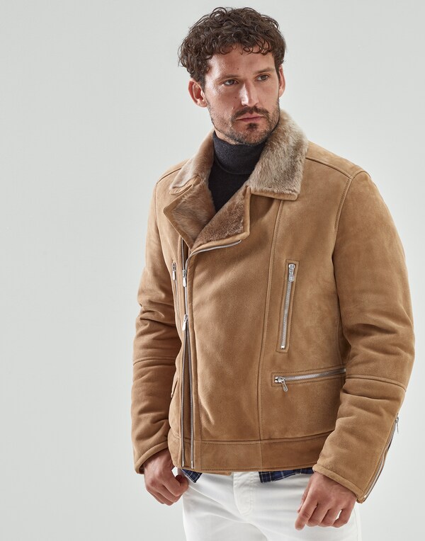 Куртка-косуха из овчины Коричневый Мужчина - Brunello Cucinelli 