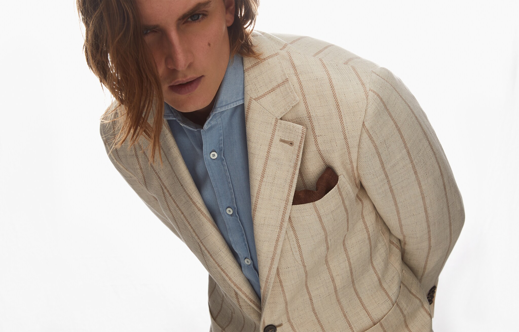 Veste déstructurée fines rayures espacées null Homme - Brunello Cucinelli
