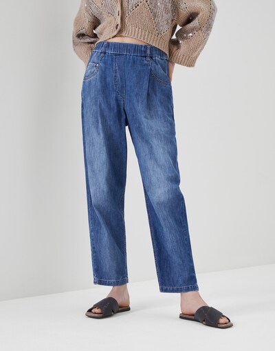 Hose aus leichtem Denim Mittleres Jeansblau Damen - Brunello Cucinelli 