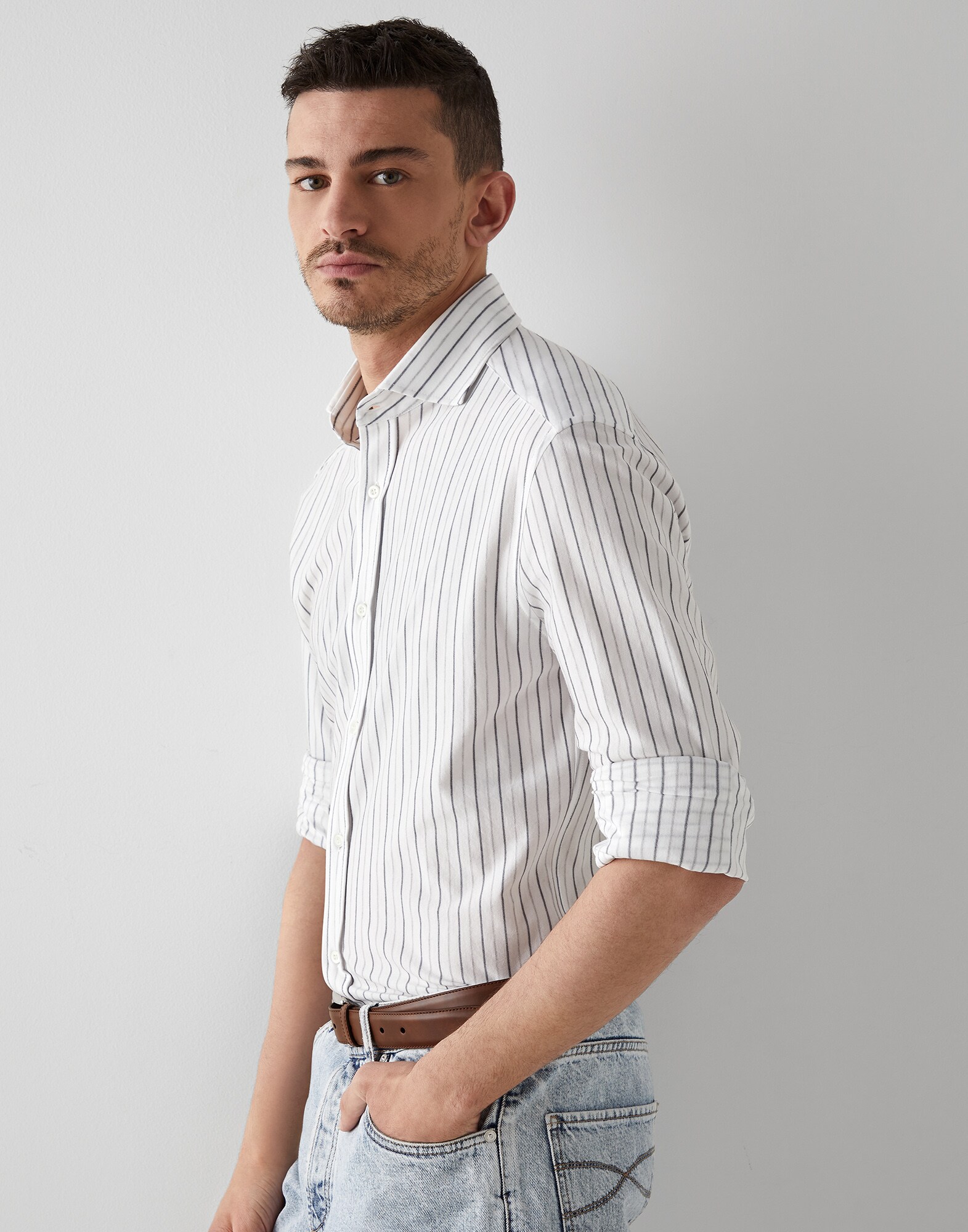 Pique shirt Light Grey Man - Brunello Cucinelli