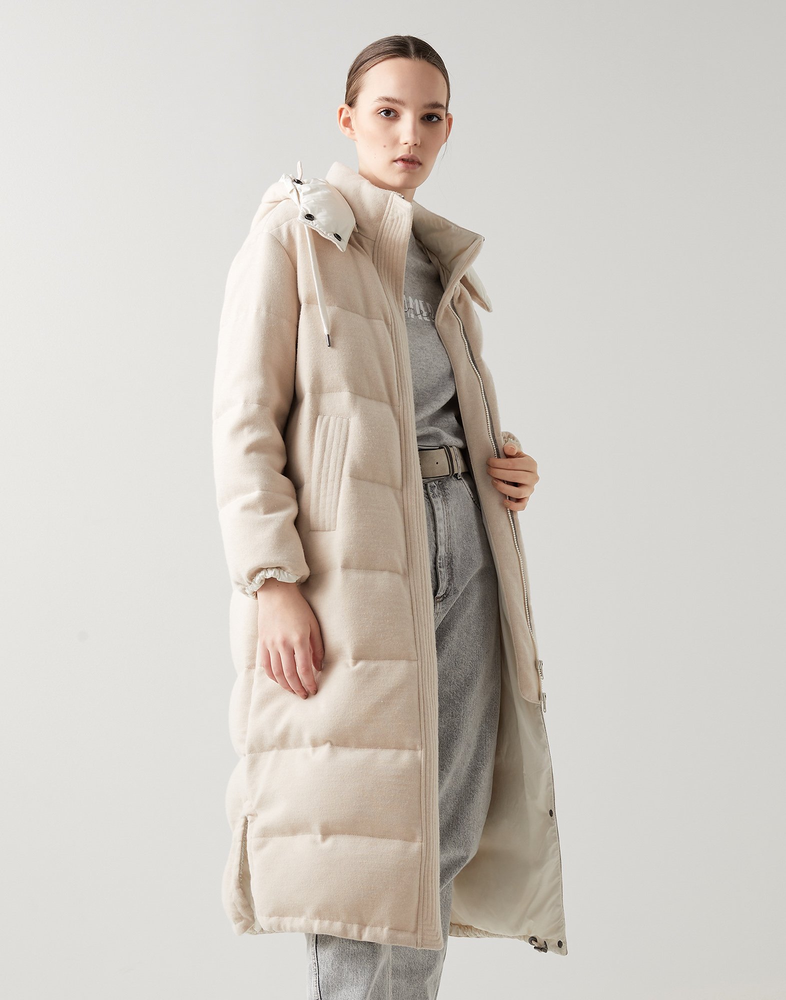 Daunenjacke aus Strick Beige Damen - Brunello Cucinelli