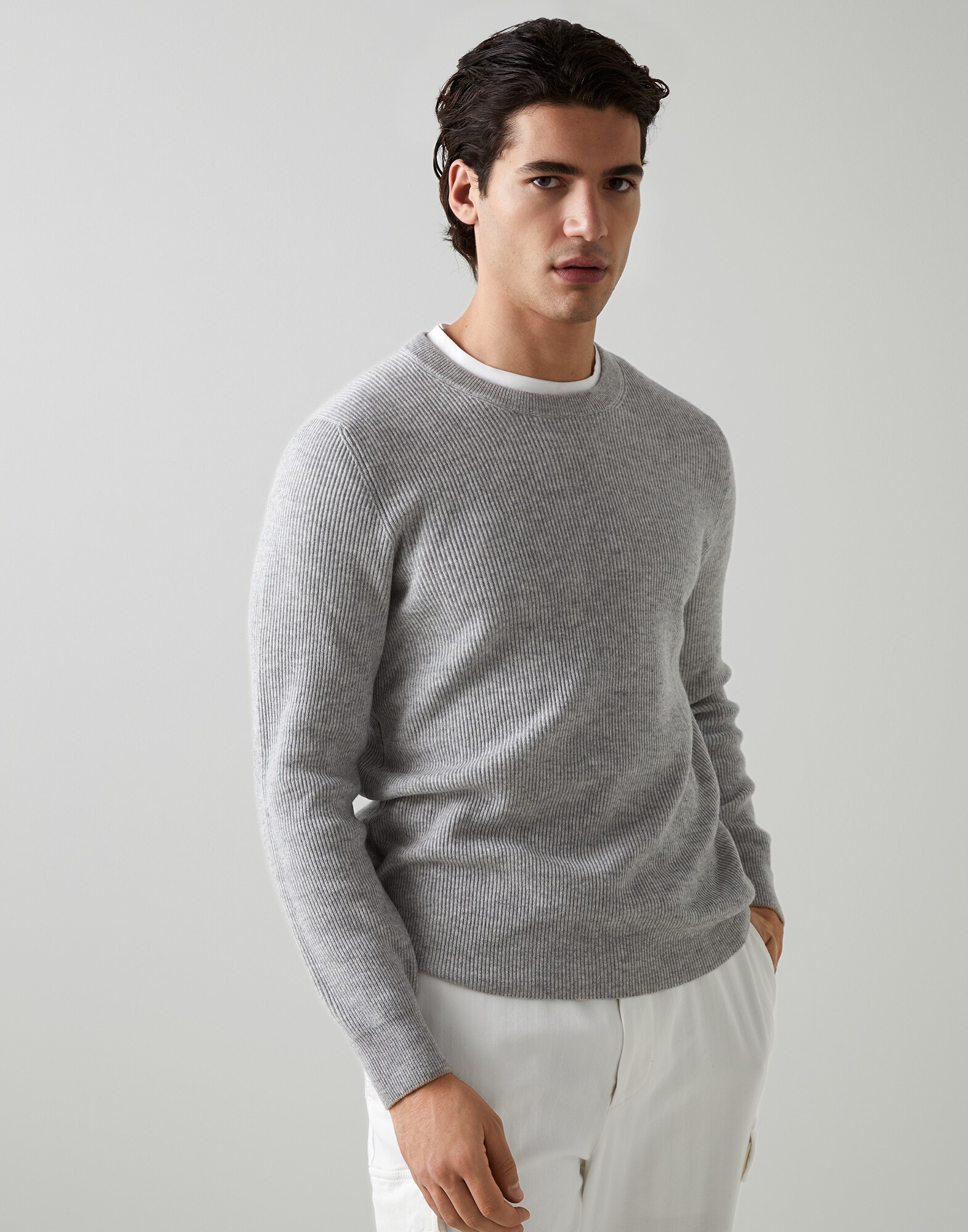 Pull point côtes anglaises Galet Homme - Brunello Cucinelli